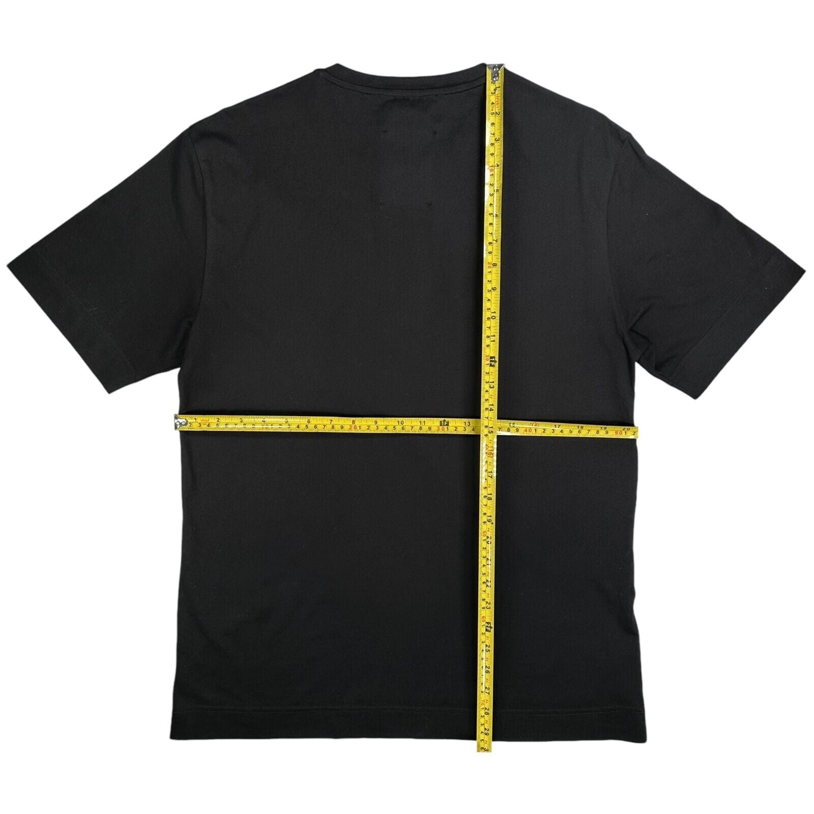 Fendi Size M T-Shirt Black FF Silver Mirror Repeat Monogram Logo Striped Cotton