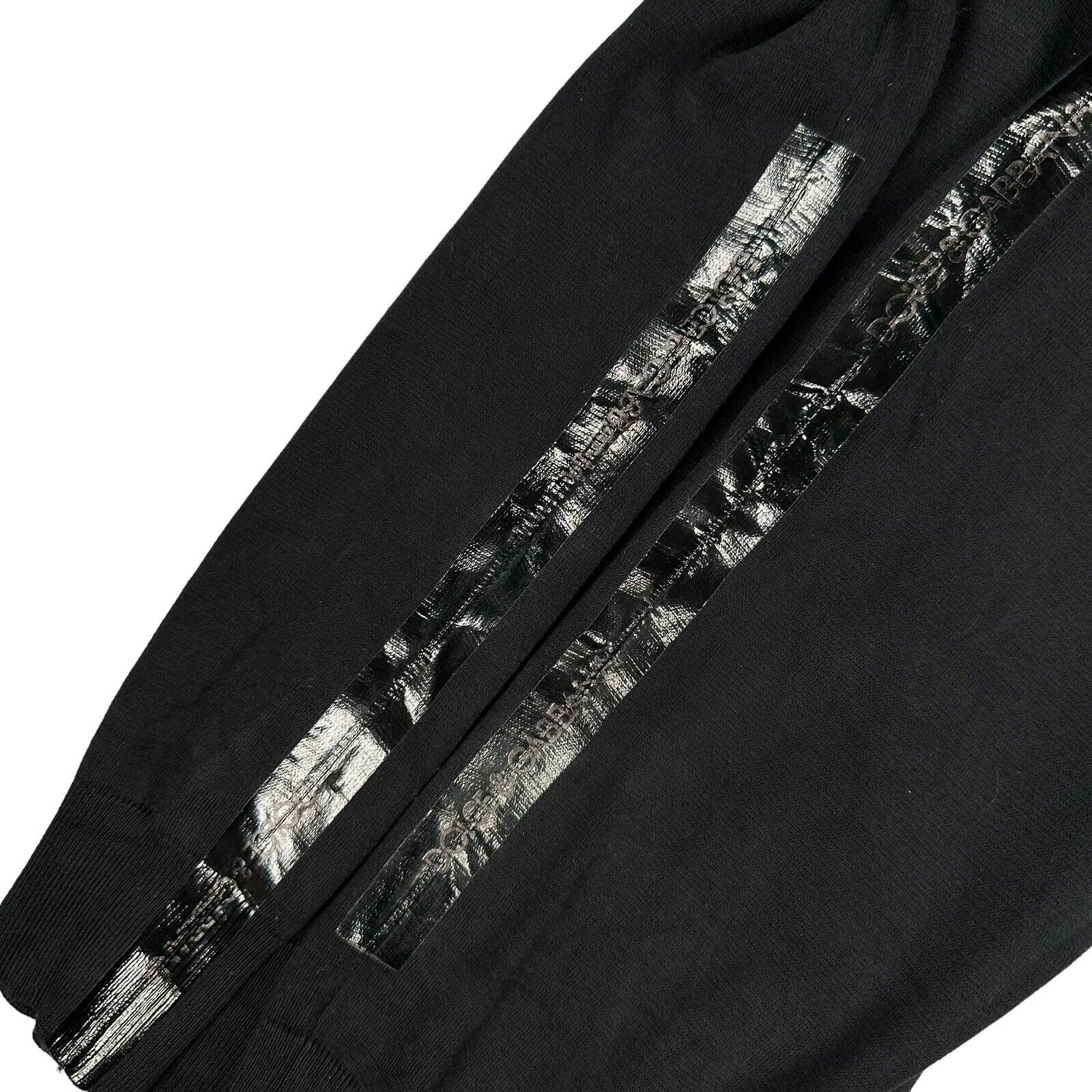 Dolce & Gabbana Size M/48 Neck Logo Graphic Taped Sweatshirt Black Cotton Crew