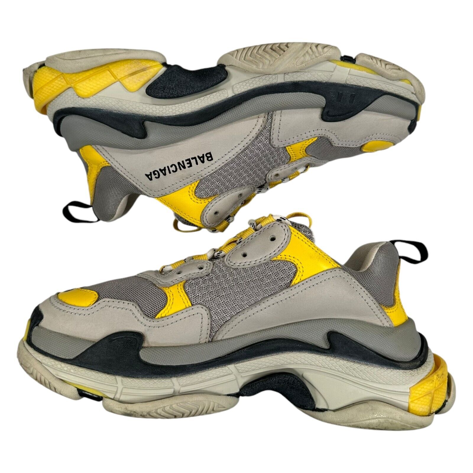 Balenciaga Triple S Size UK6/US7/EU40 Grey and Yellow Lace Up Trainers with Box