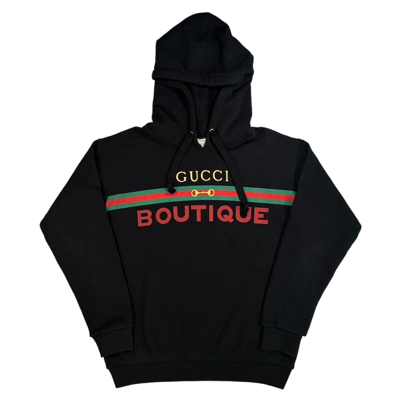 Gucci Size S Sweatshirt Black Boutique Logo Belt Buckle Graphic Print Oversized