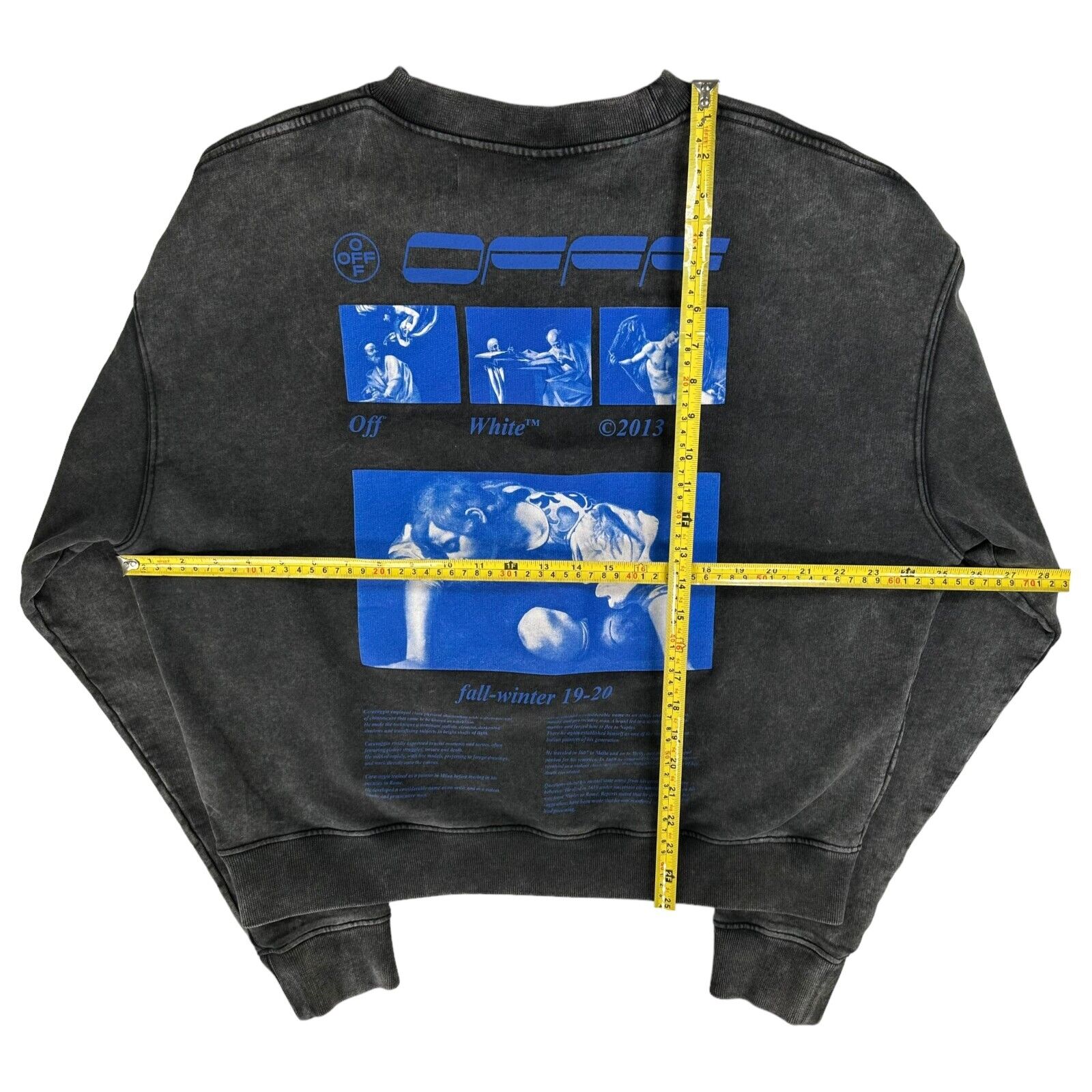 Off-White Size M Sweatshirt Acid Wash Grey FW-19-20 Graphic Print Caravaggio