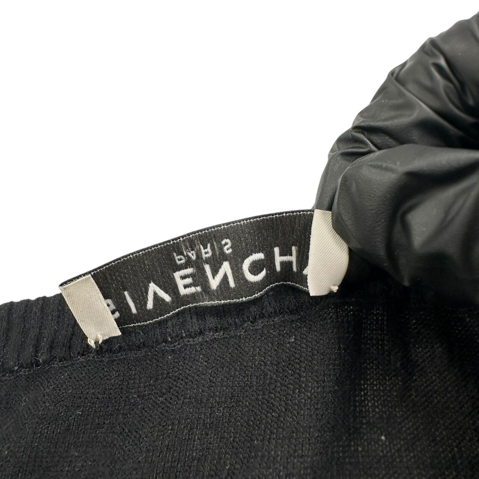 Givenchy Size L Jumper Black Wool Label Chest Logo Embroidered Knit Sweatshirt