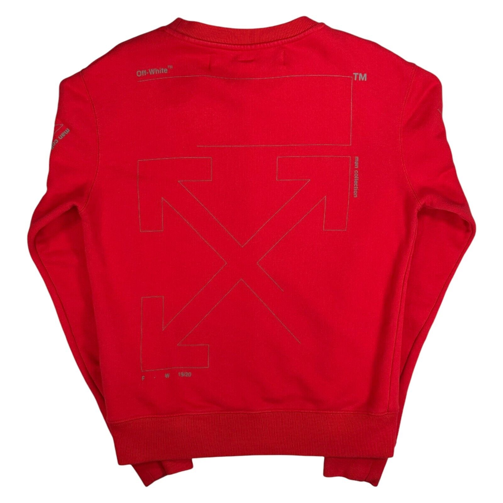 Off-White Size XS Red Sweatshirt Stencil Sleeve Arrows Logo Subtle Graphic Print