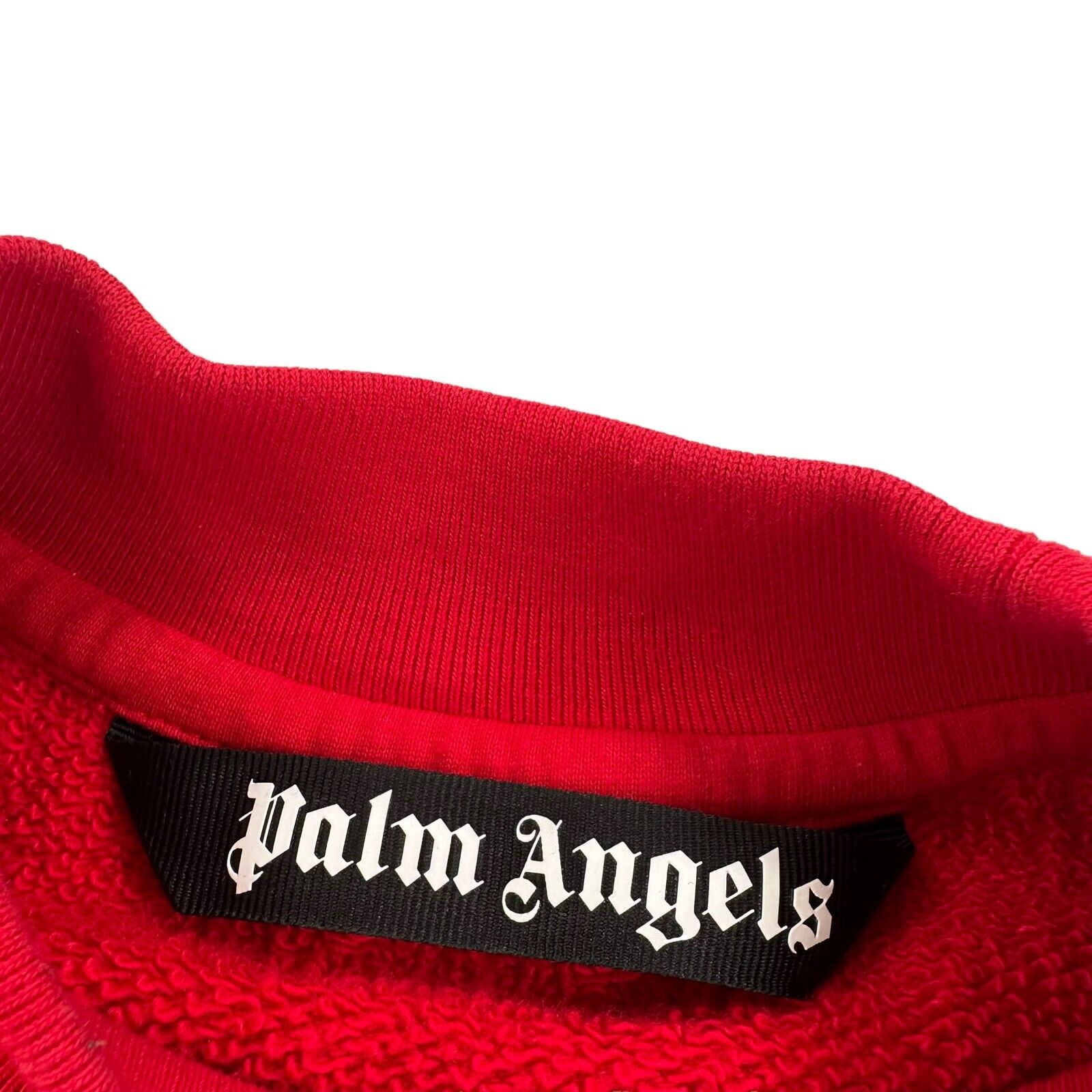 Palm Angels Size S Sweatshirt Red Embroidered Caligraphy Chest Logo Heavyweight