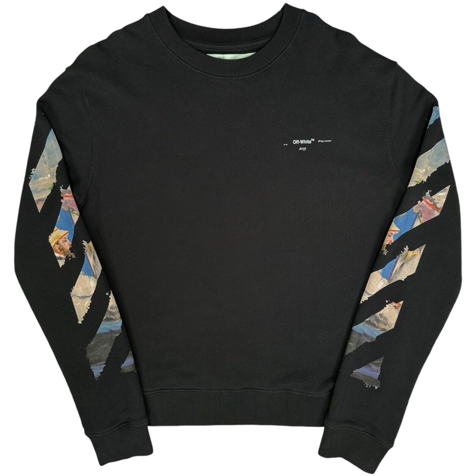 Off-White Size L Black Sweatshirt Venetian Painting Style Arrows Logo/Sleeve