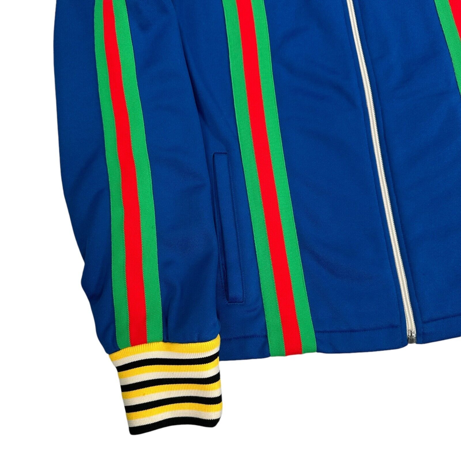 Gucci Size M Track Jacket Blue Fully Taped Striped Tennis Style Chest Logo Zip