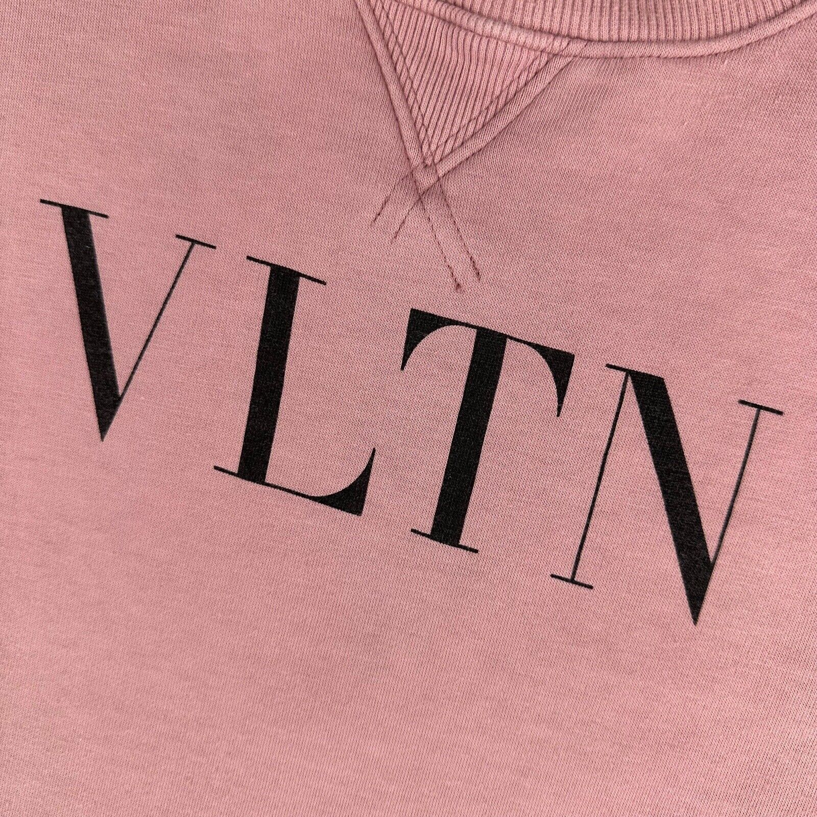 Valentino Size XL Sweatshirt Salmon Pink VLTN Logo Round Neck Graphic Print Pull