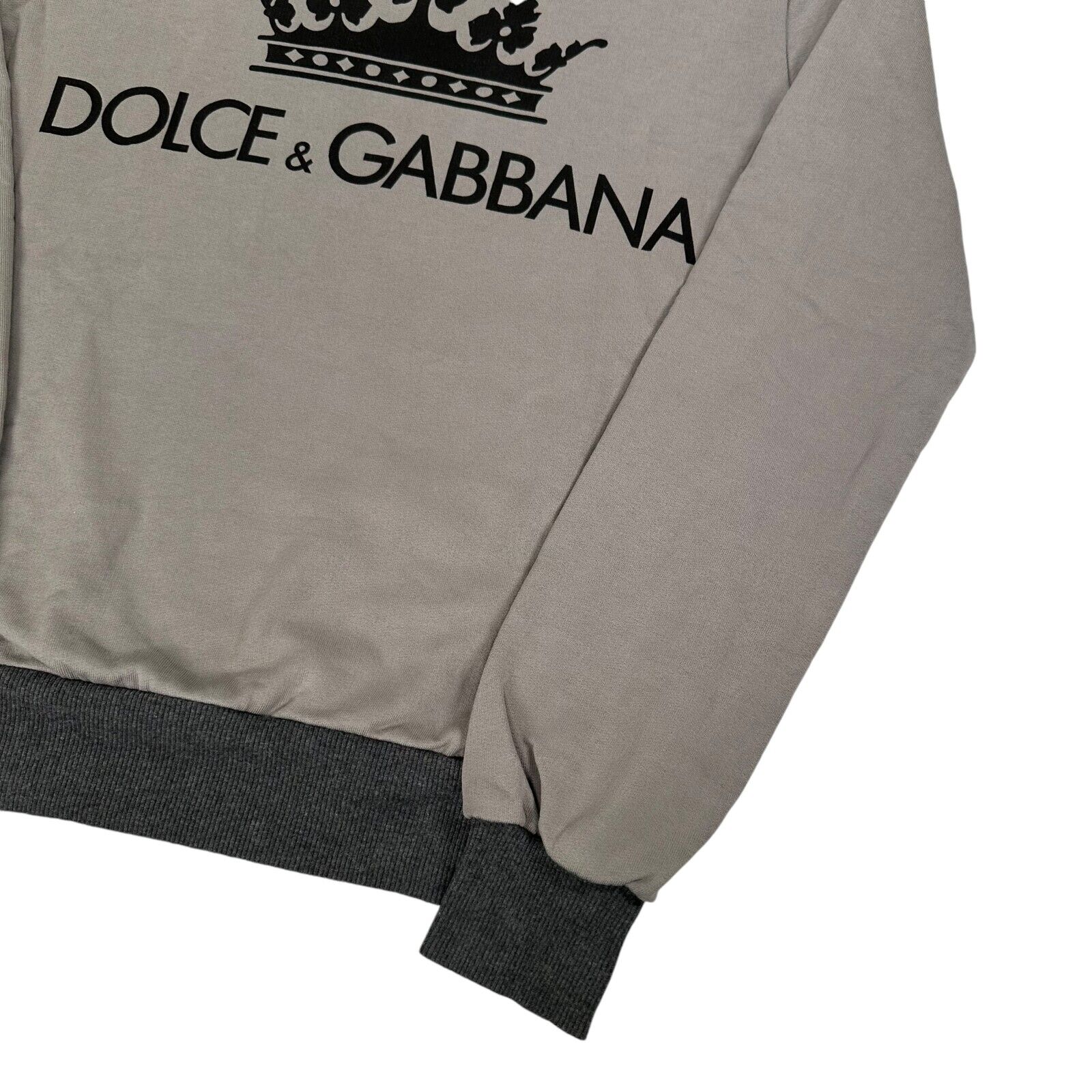 Dolce & Gabbana Size S Sweatshirt Grey Full Graphic Print Crown Chest Logo Crew