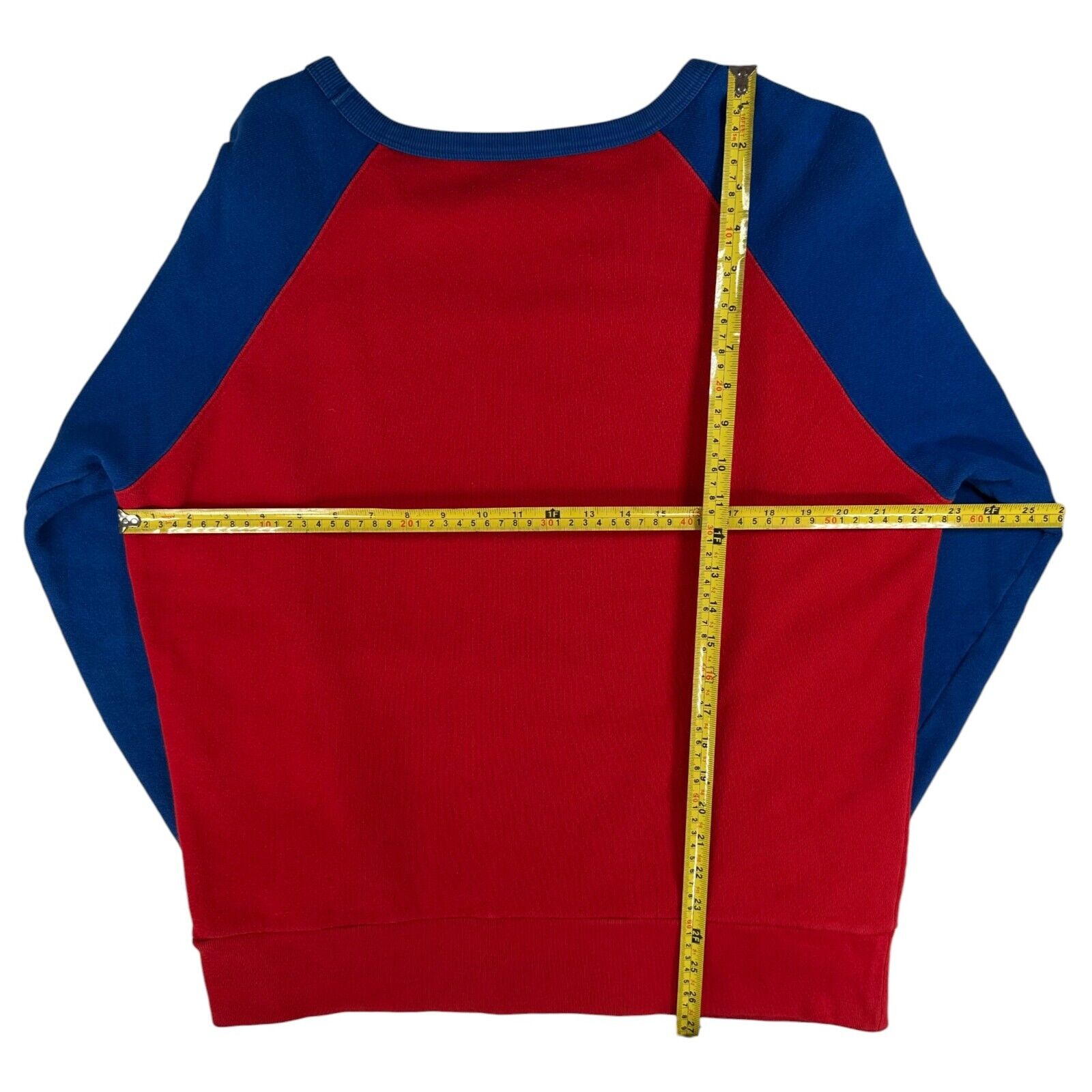 Gucci Size S Sweatshirt Red Blue Cotton Jersey Logo Print Pullover Crewneck