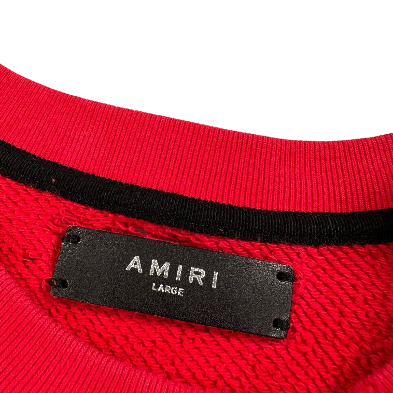 Amiri Size L Sweatshirt Red Oversized Distressed Chaos Logo Heavyweight Pullover