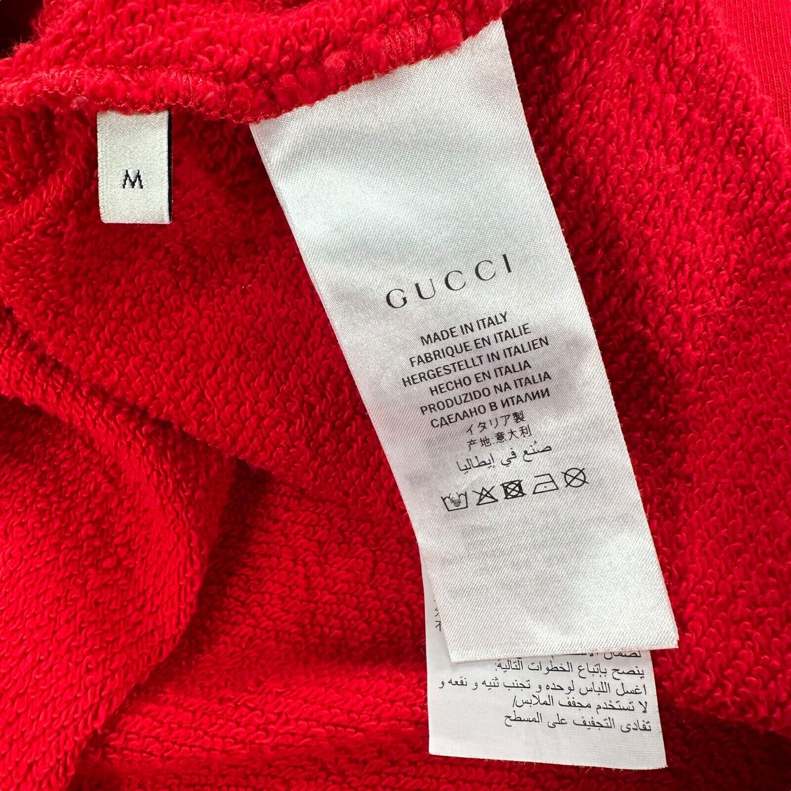 Gucci Size L Red Sweatshirt Leopard Embroidered Logo Belt Graphic Crewneck