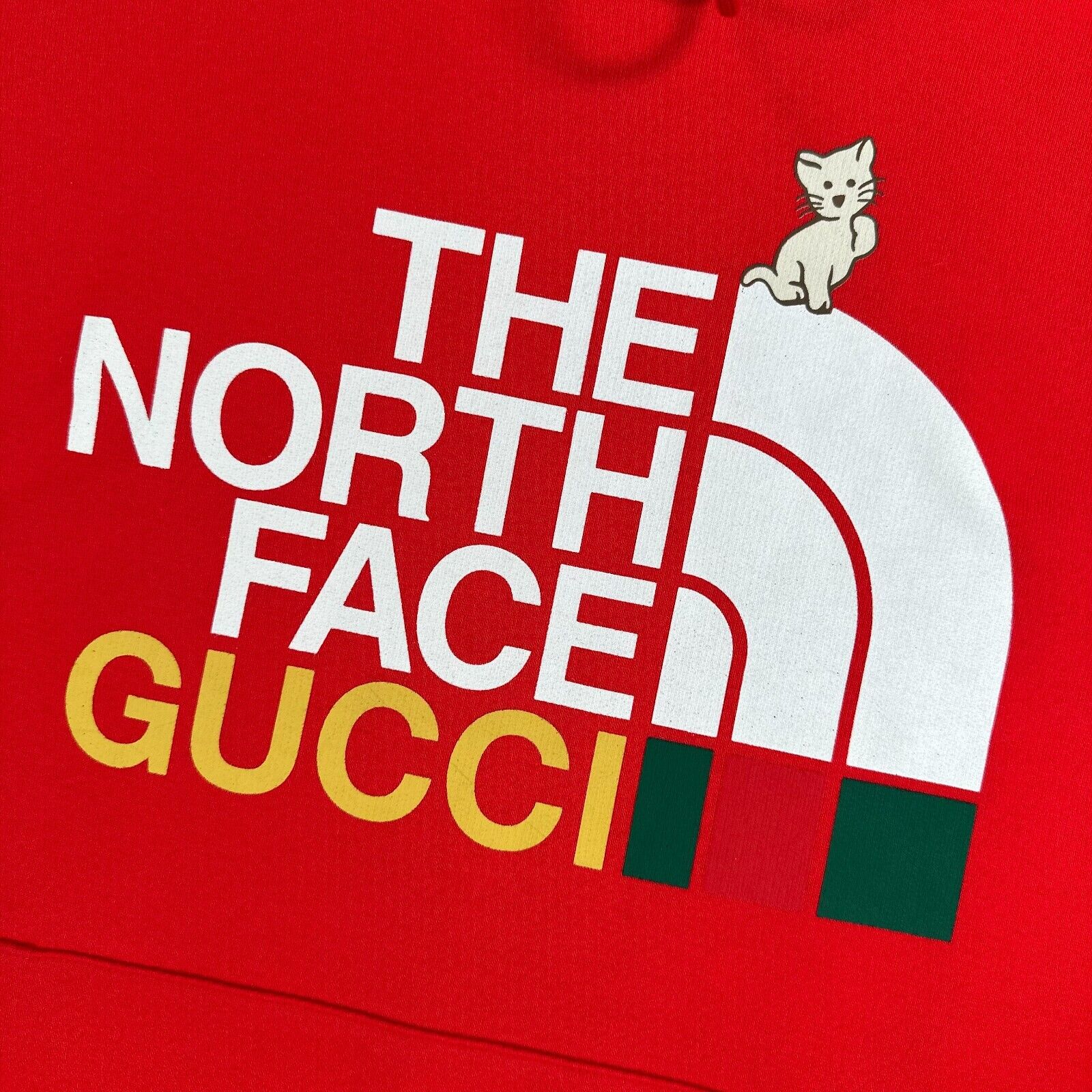 Gucci x The North Face Hoodie Sweatshirt Red Logo Print Cotton Sleeveless