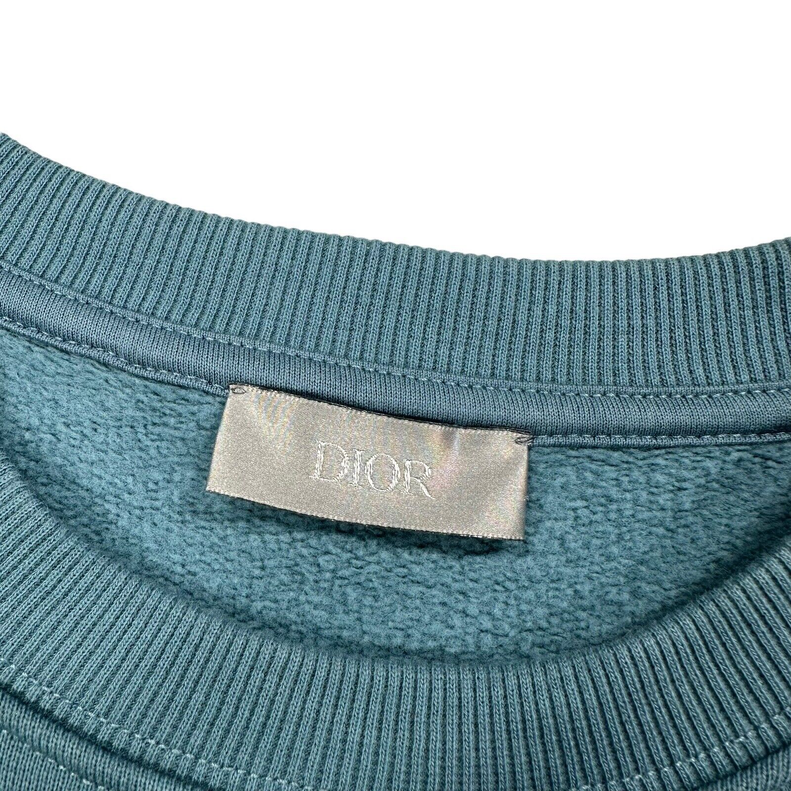 Dior Size S Sweatshirt Baby Blue CD Logo Embroidered Heavyweight Crewneck