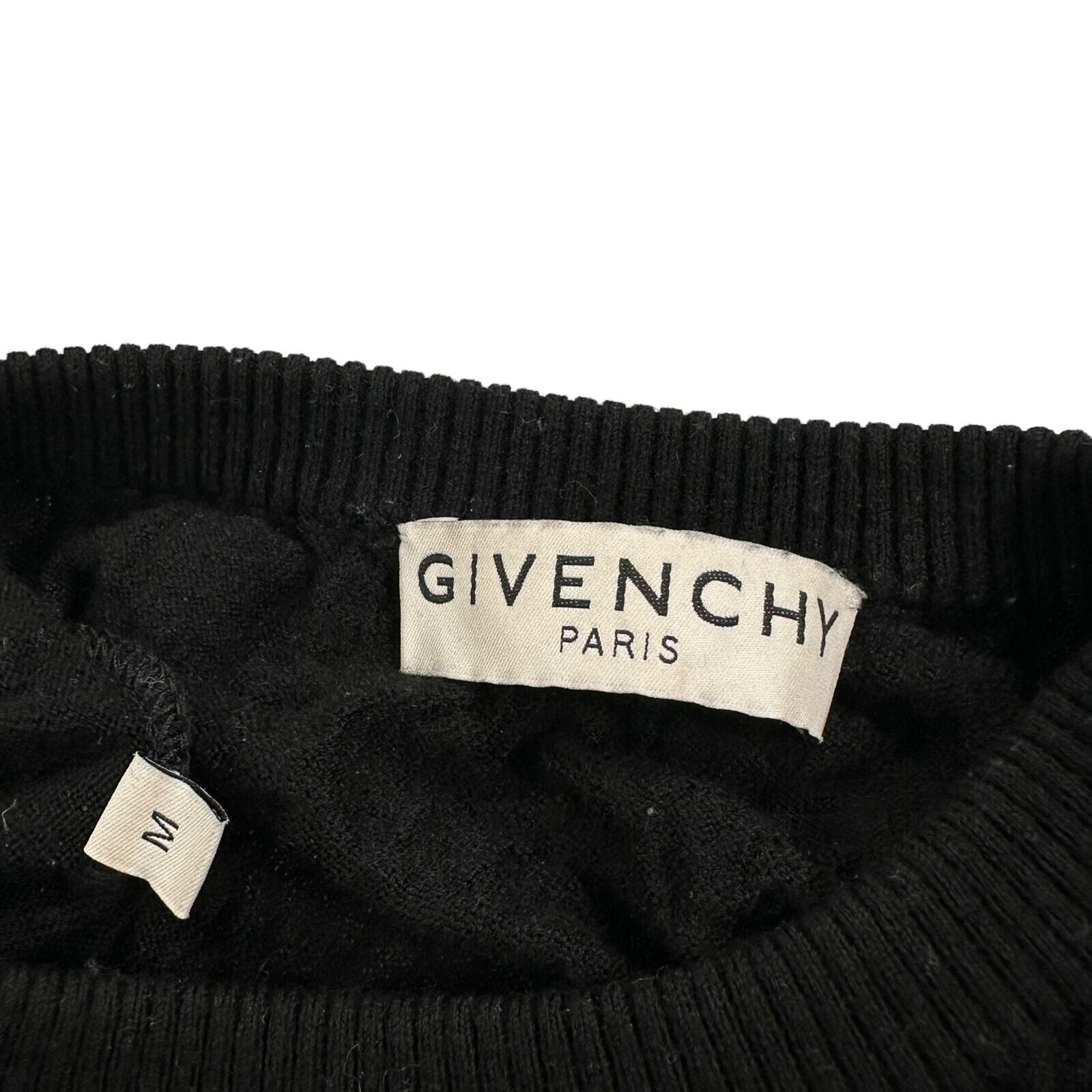 Givenchy Size S Black Jumper Wool Label Embroidery Logo Knitted Pullover