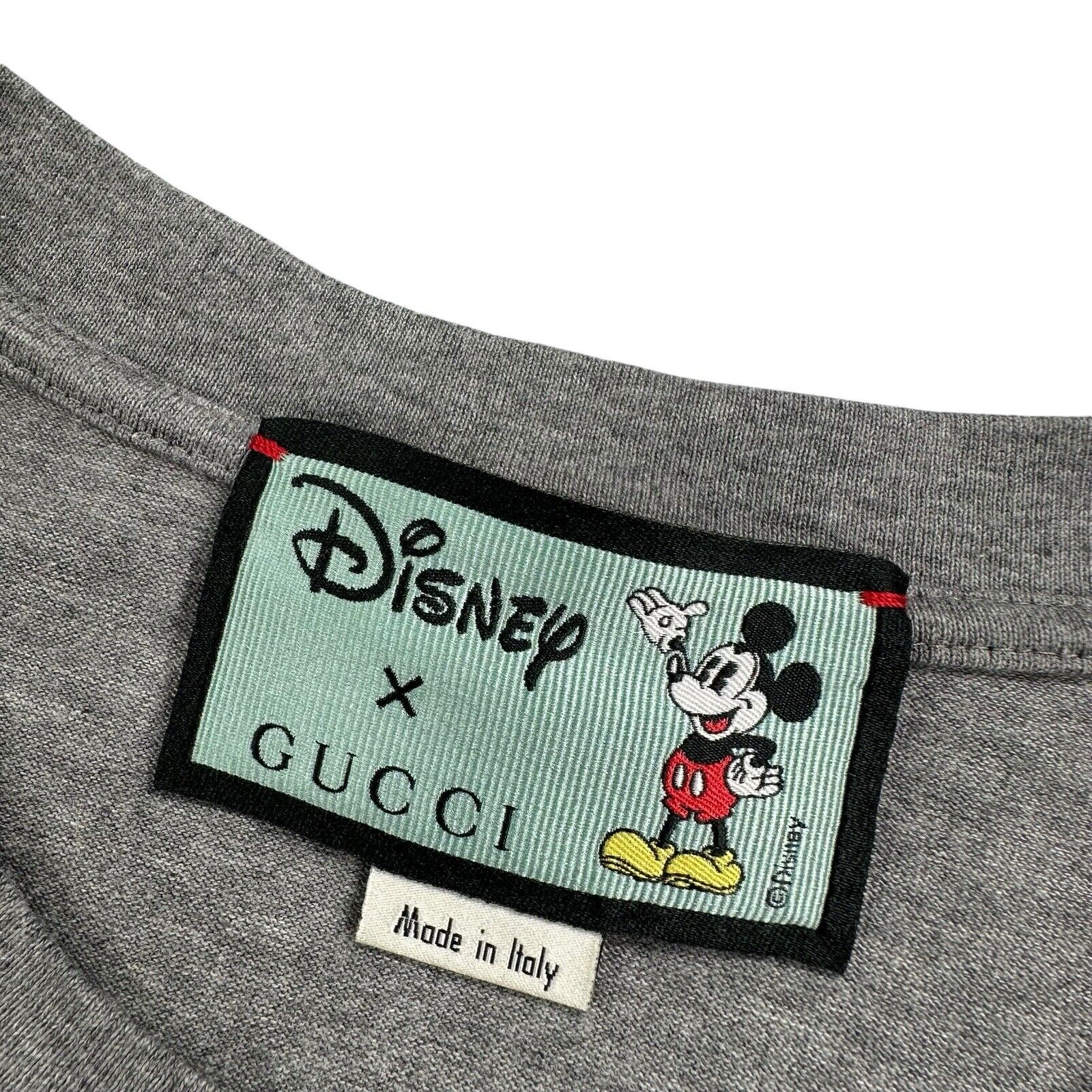 Gucci x Disney Size M T-Shirt Grey Oversized Mickey Mouse Graphic Logo Belt