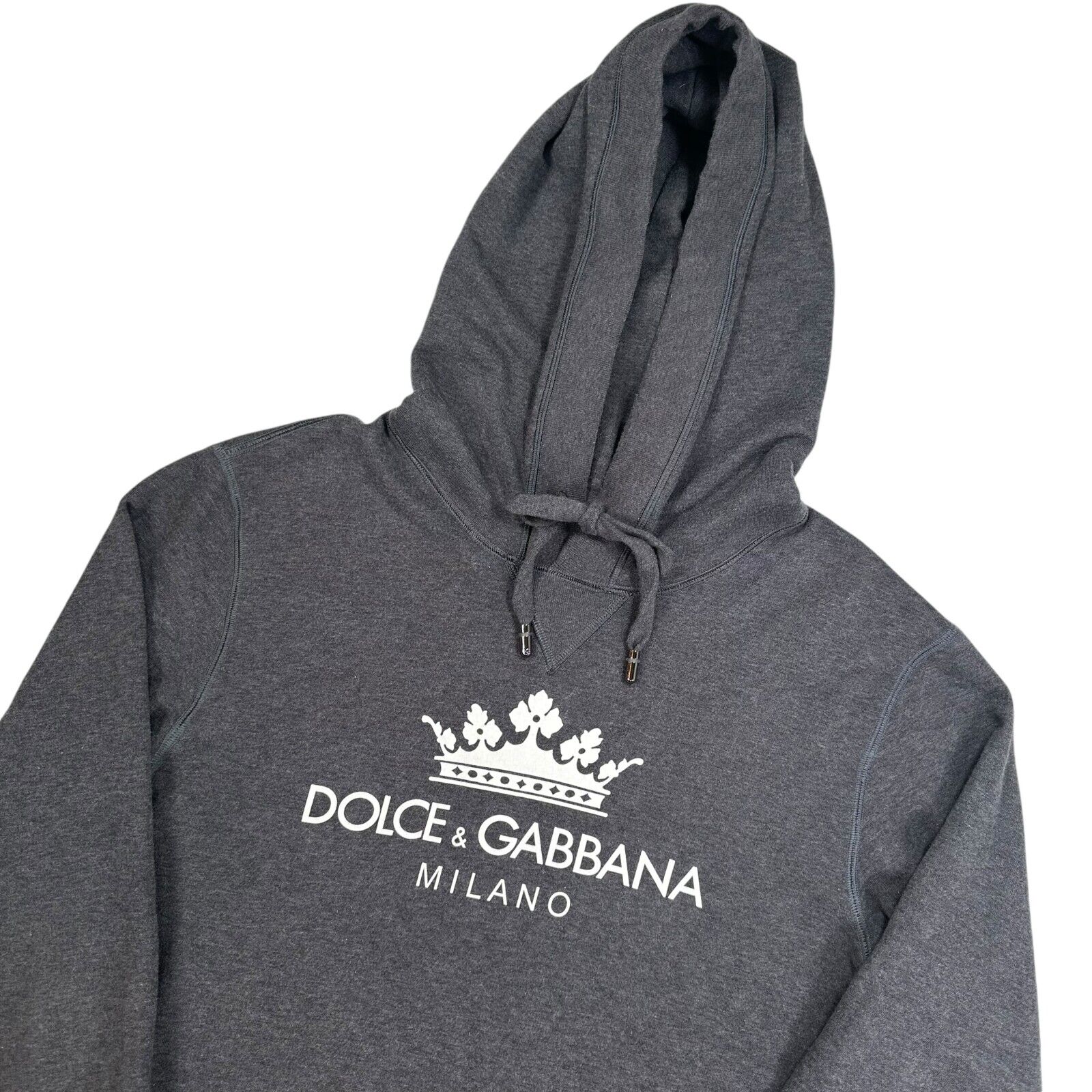 Dolce & Gabbana Size S Sweatshirt Dark Grey Milano Logo Crown Graphic Hoodie