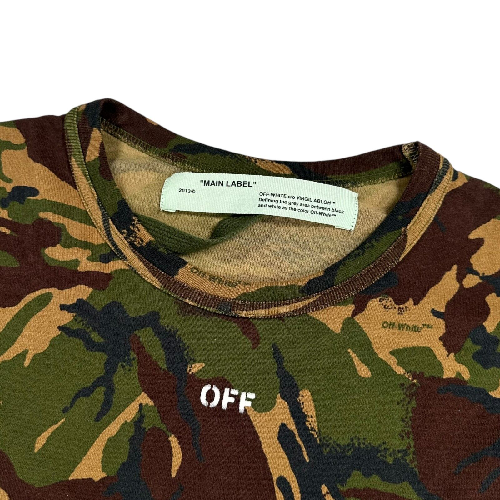 Off-White Size XS Long Sleeve T-Shirt Camo Brown Lightweight Arrows Logo Tee