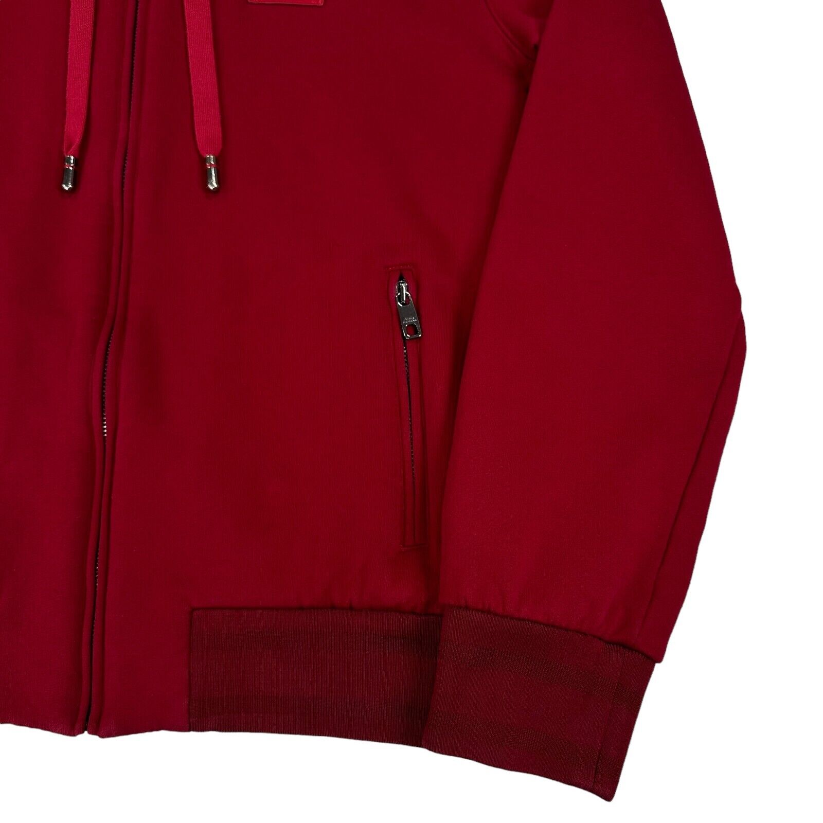 Dolce & Gabbana Size M Red Zip Up Plaque Logo Track Jacket Hooded DG Logo Pull