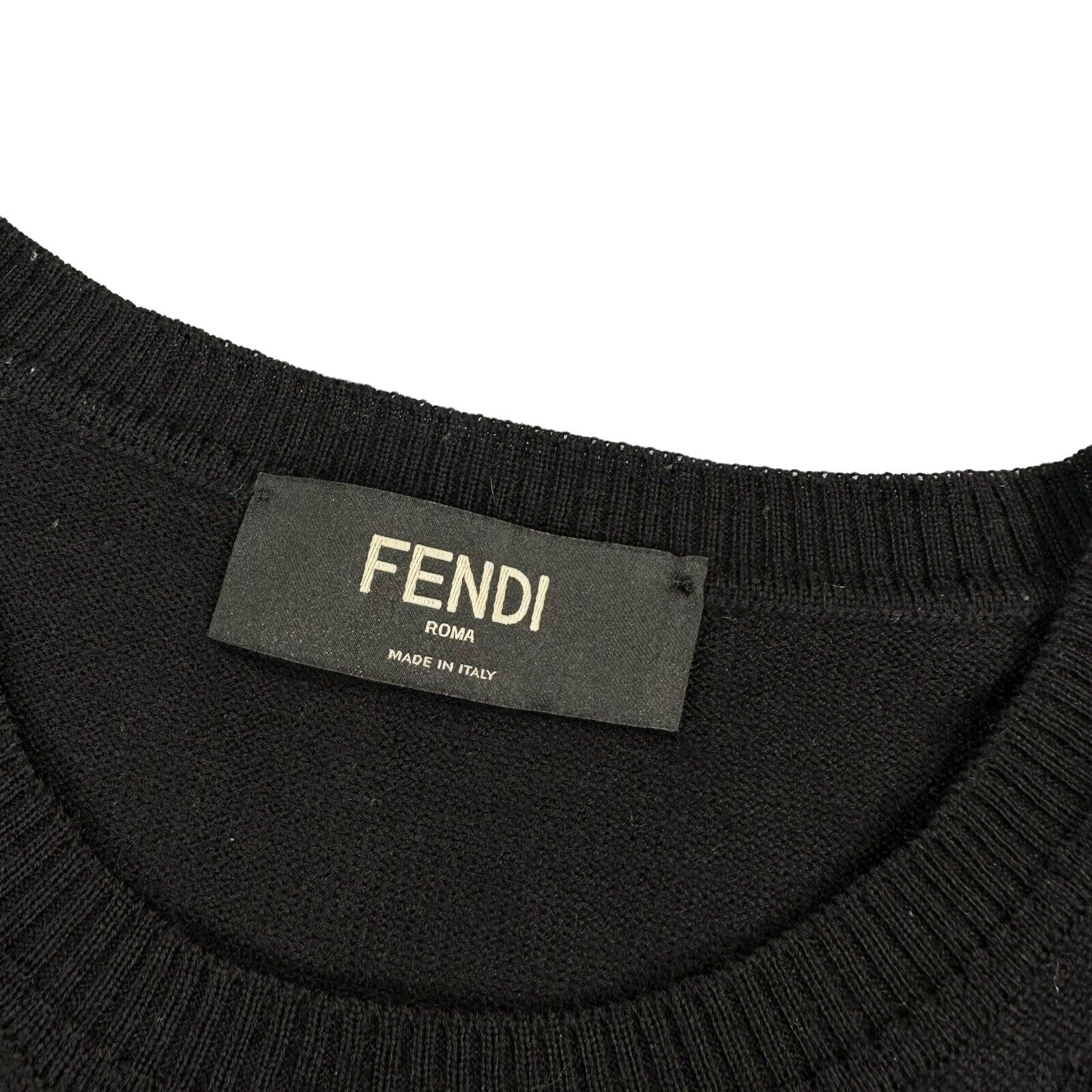 Fendi Size L Sweatshirt Black Wool FF Fantastic Embroidered Wool Jumper