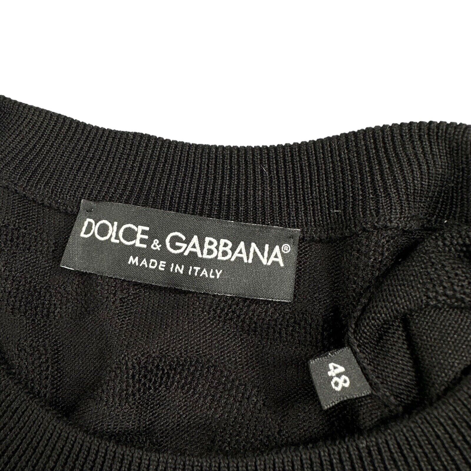 Dolce & Gabbana Size M Sweatshirt Black Silk DG Embroidered All Over Logo Pull