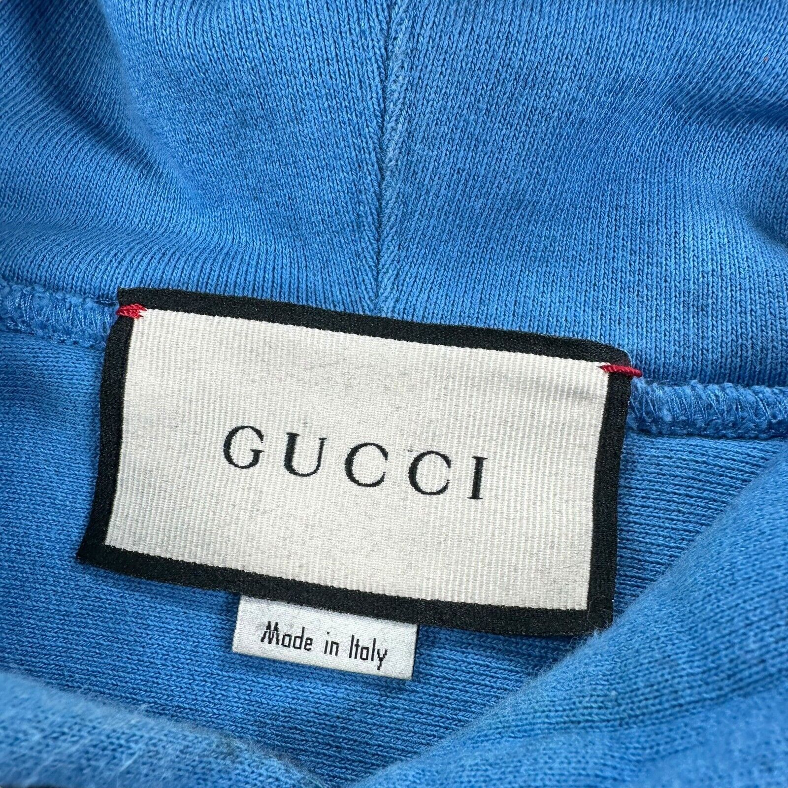 Gucci Size S Sweatshirt Baby Blue Embroidered Gucci Band Stars Logo Drawstring