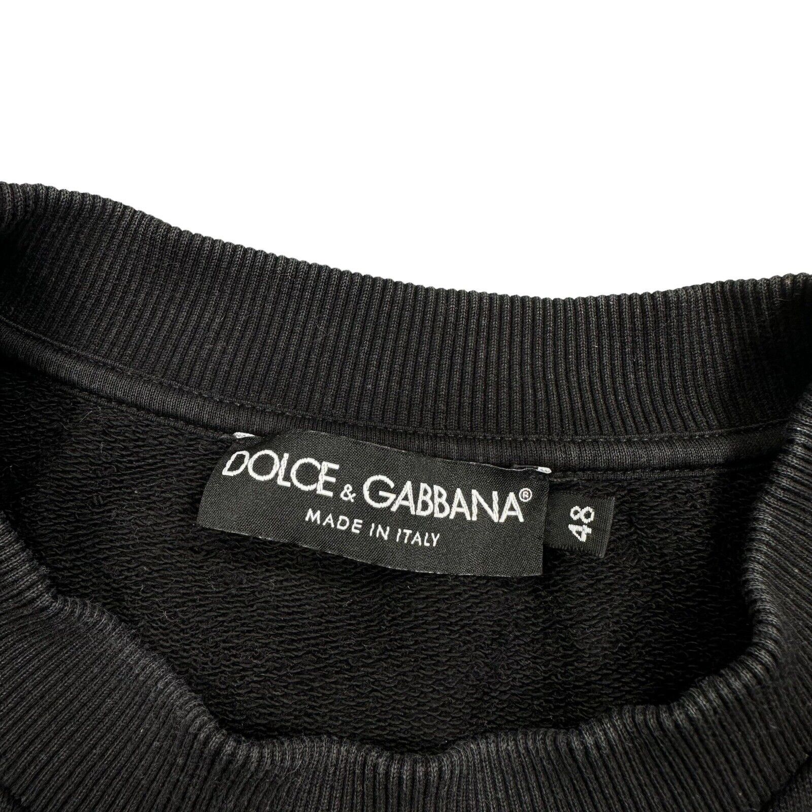 Dolce & Gabbana Size M Sweatshirt Black Plaque Logo Milano Heavyweight Crewneck