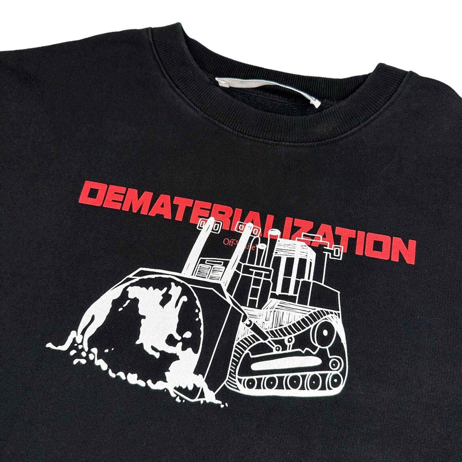 Off-White Size XL Sweatshirt Black Demateralization Bulldozer Graphic Print Logo