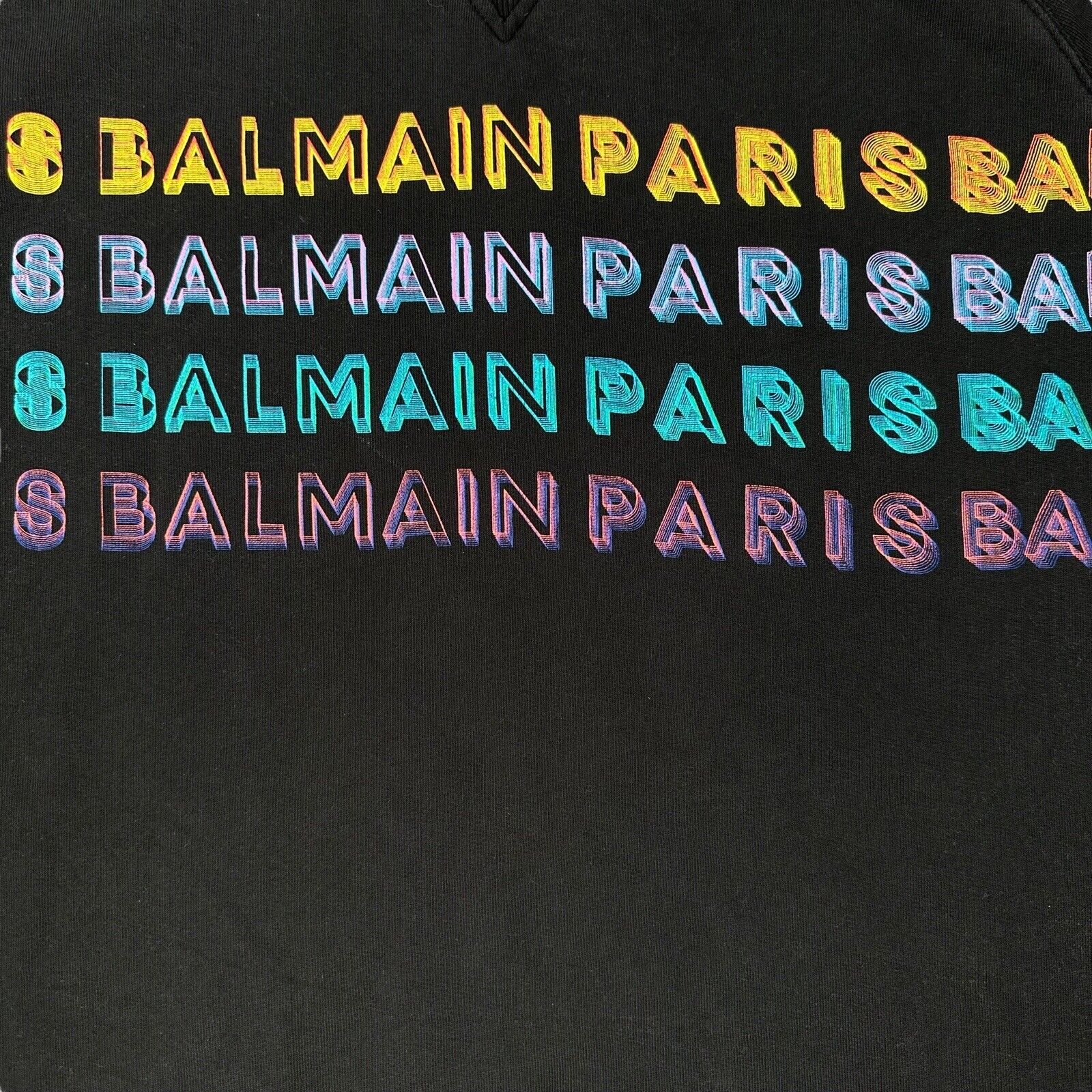 Balmain Sweatshirt Black Multicoloured Repeat Logo Size XL Crewneck