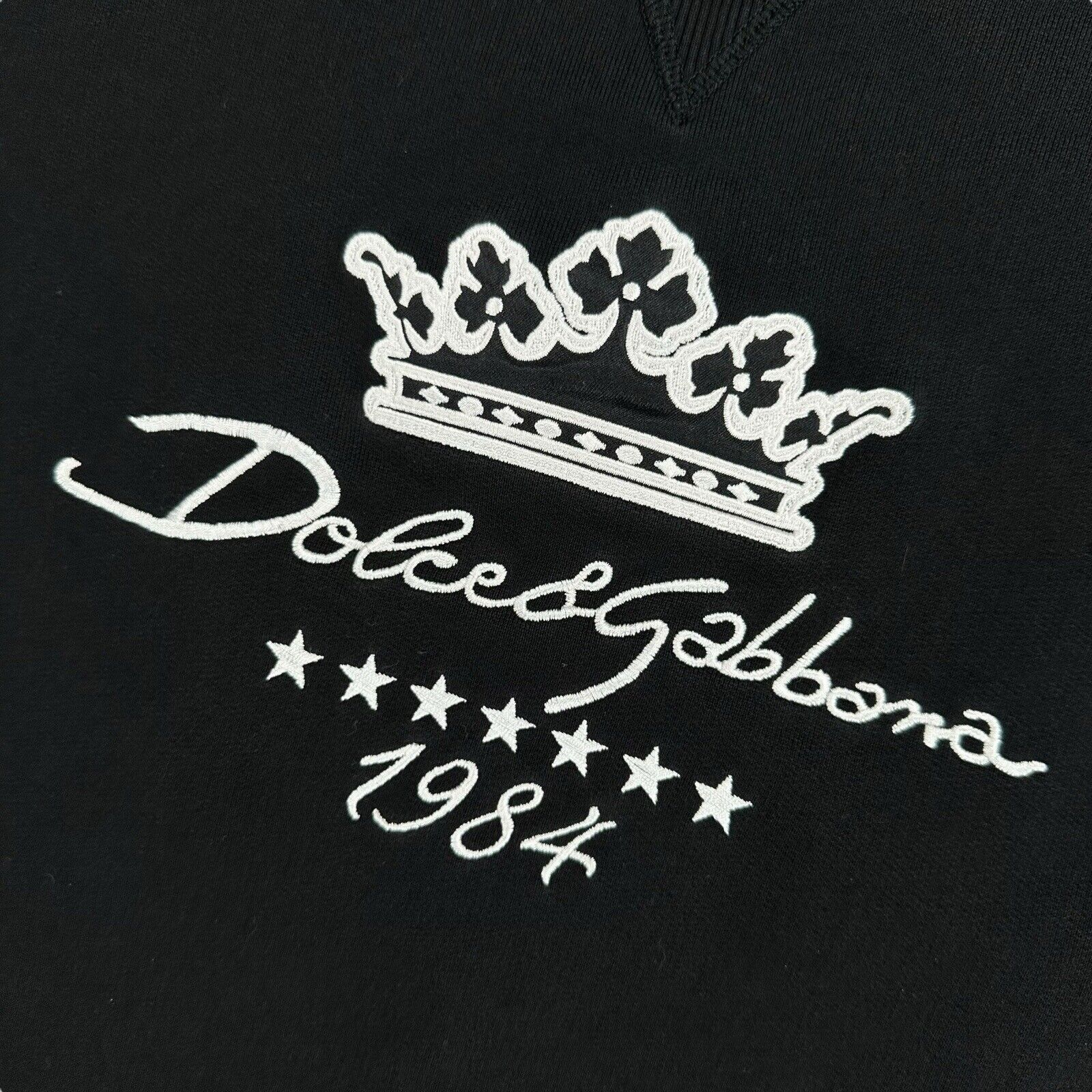 Dolce & Gabbana Size L Sweatshirt Black Crown 1984 Taped Stars Logo Crewneck