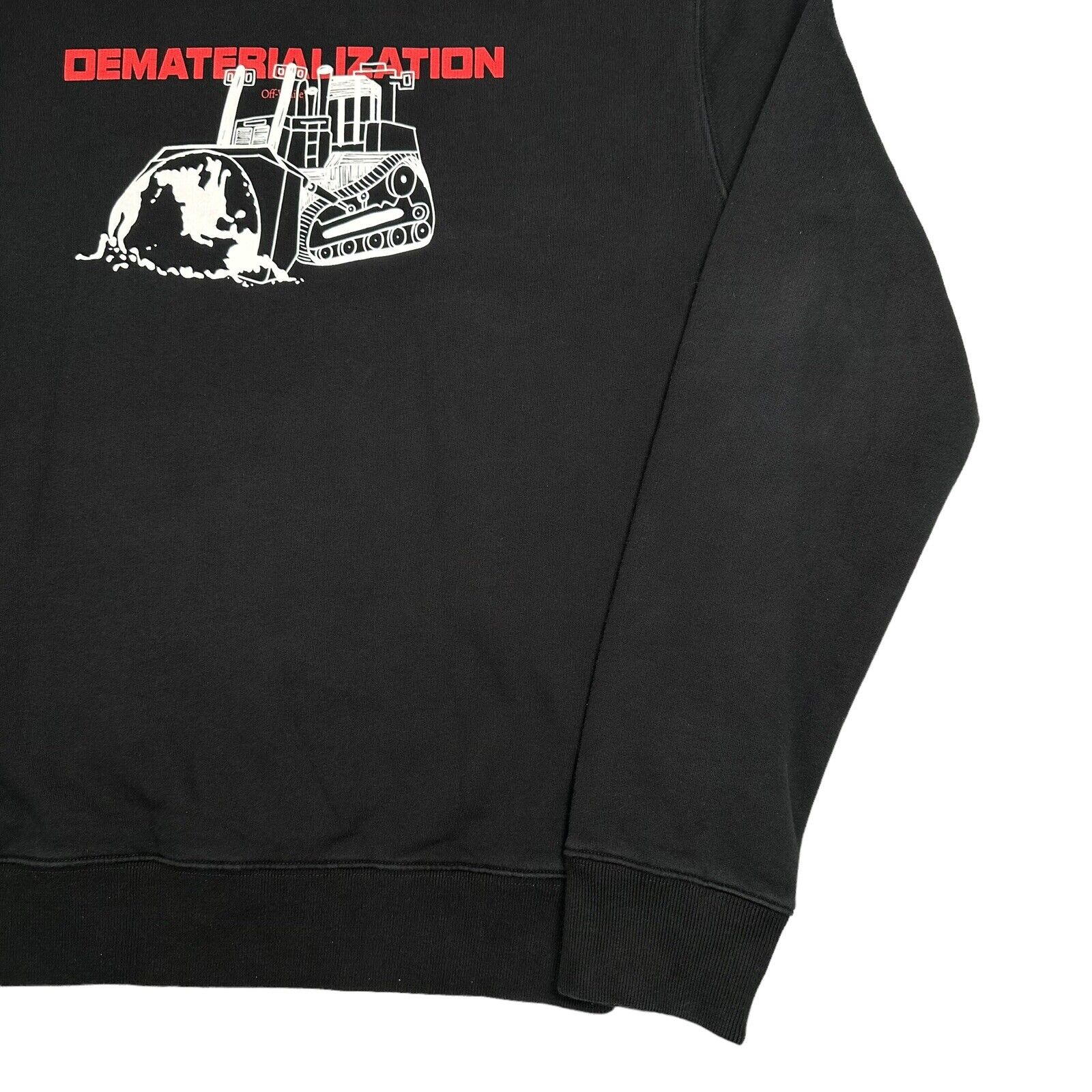 Off-White Size XL Sweatshirt Black Demateralization Bulldozer Graphic Print Logo