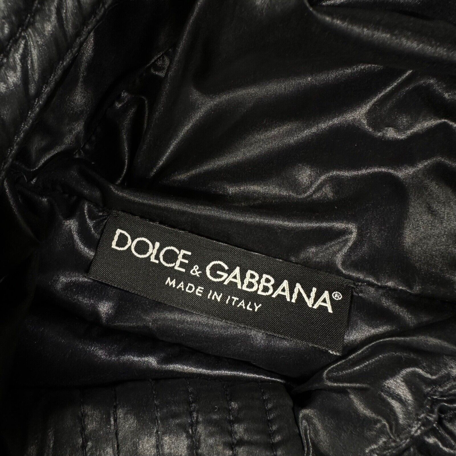 Dolce & Gabbana Size M Puffer Jacket Black DG Crown Badge Logo Zip Up Coat