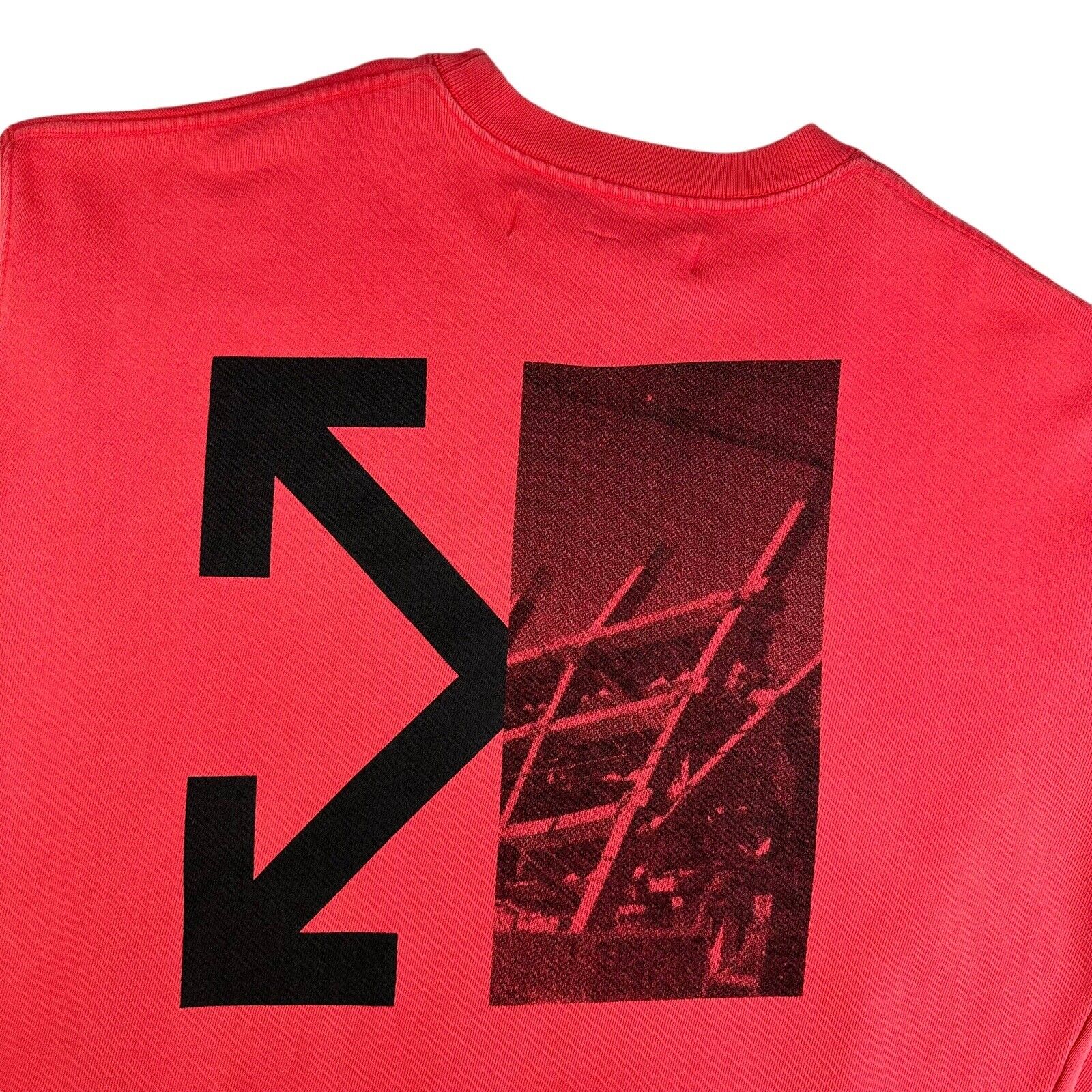 Off-White Size L Sweatshirt Red Arrows Logo Graphic Print Oversized Crewneck