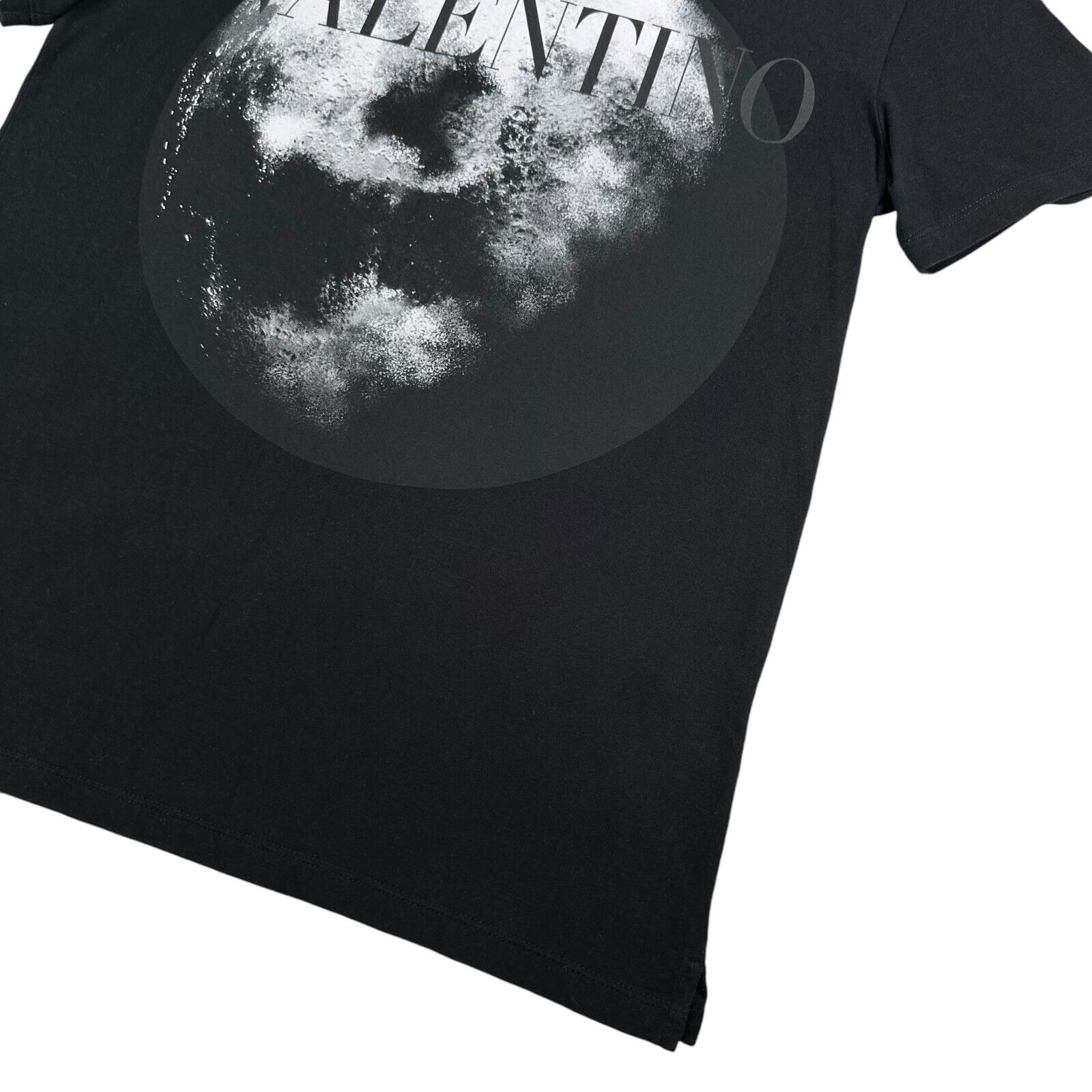 Valentino Size M T-Shirt Black Moon Chest Logo Graphic Print Crew Cotton Tee