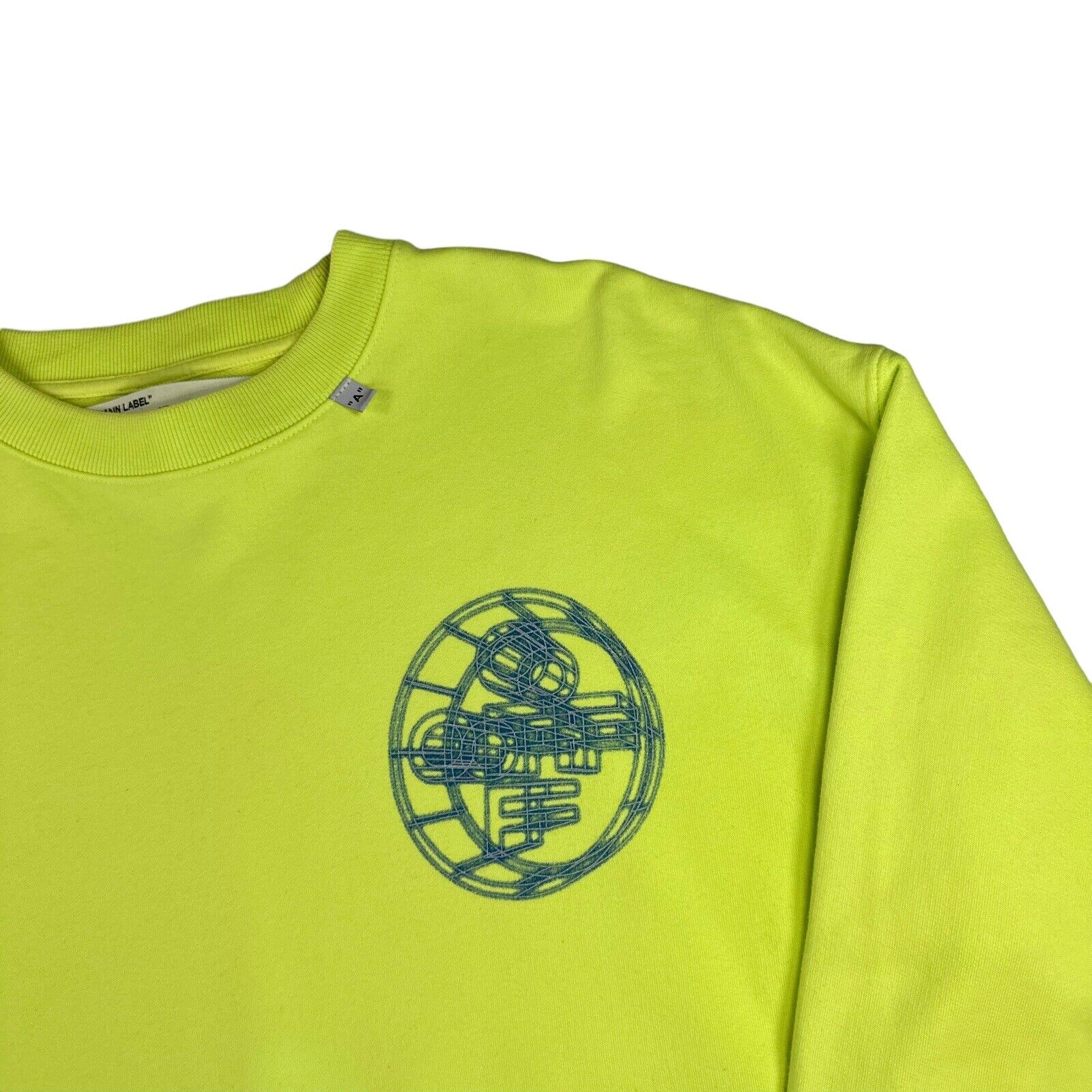 Off-White Size XS Sweatshirt Neon Green/Yellow Rationalism Back Logo Crewneck