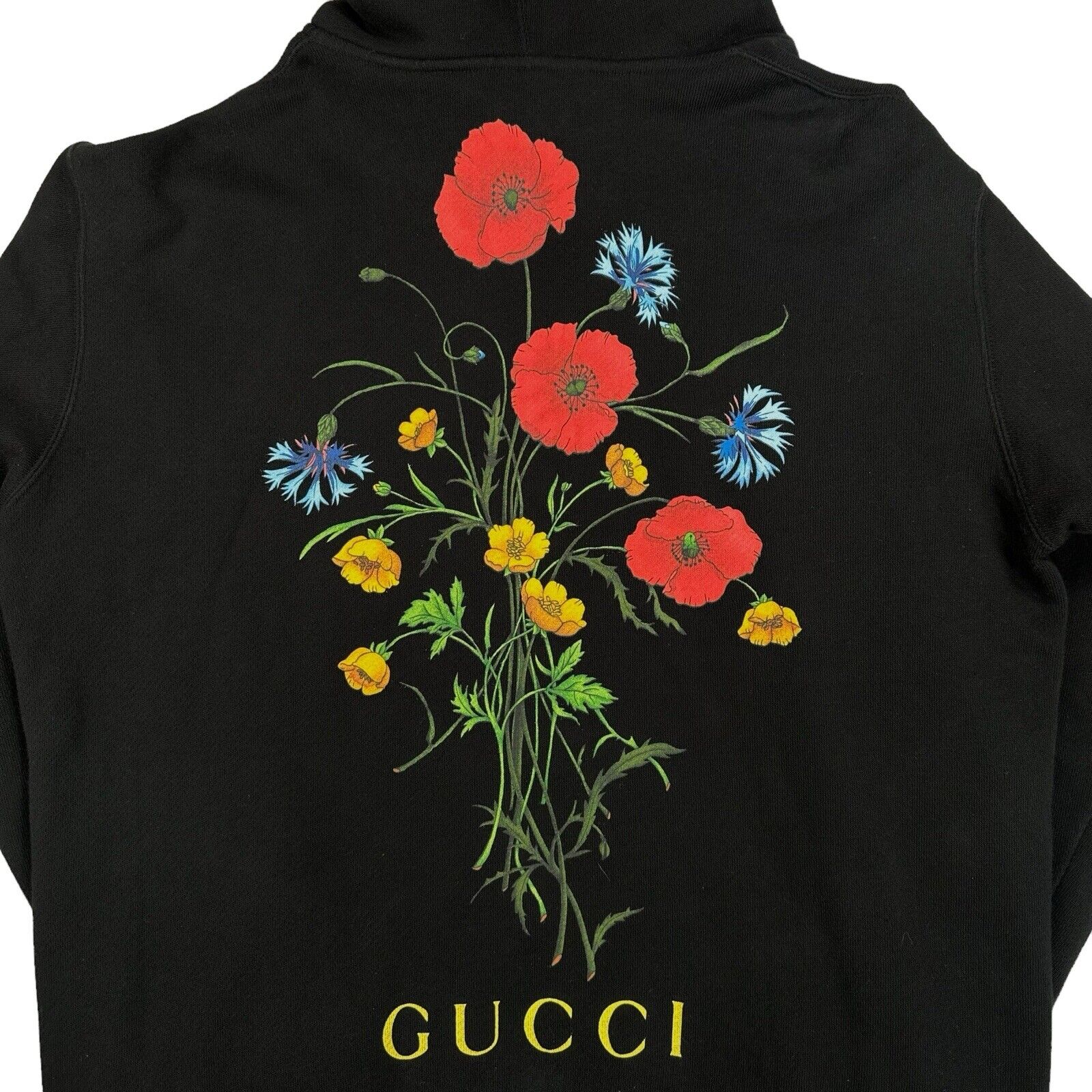 Gucci Size S Oversized Black Sweatshirt Chateau Marmont Hoodie Flower Logo