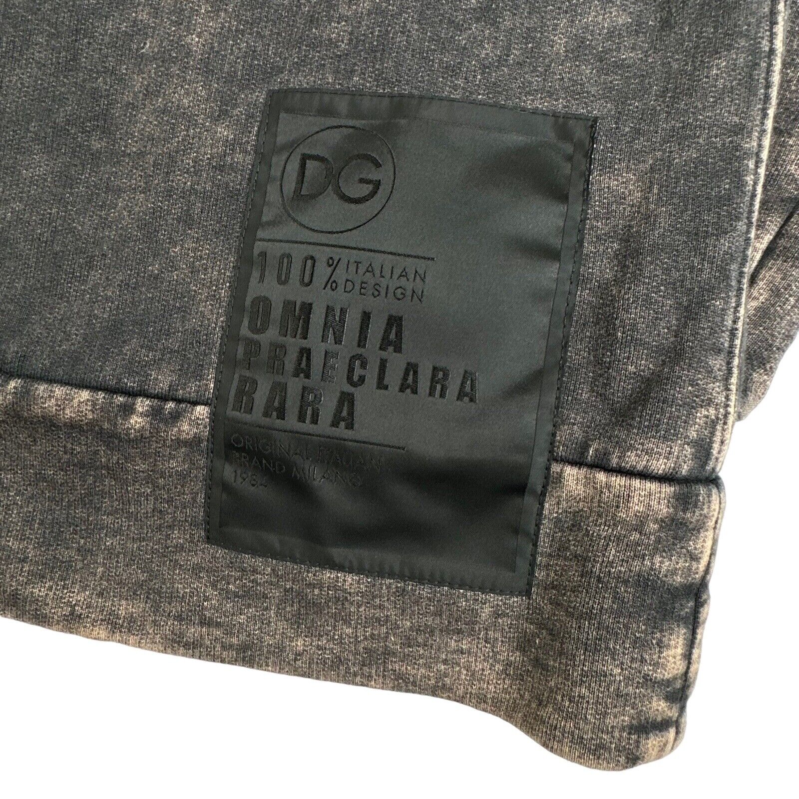 Dolce & Gabbana Size M Sweatshirt Dark Grey Acid Wash DG Velvet Logo Hoodie