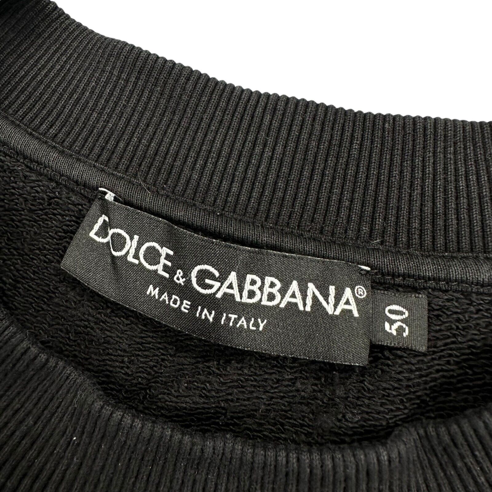 Dolce & Gabbana Size L Black Sweatshirt DG Embroidered Diamond Logo Crewneck