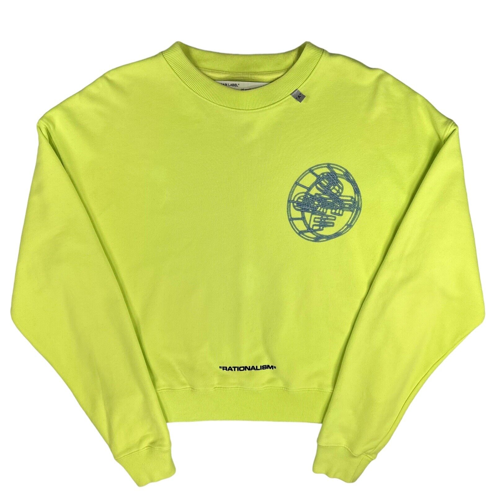 Off-White Size XS Sweatshirt Neon Green/Yellow Rationalism Back Logo Crewneck