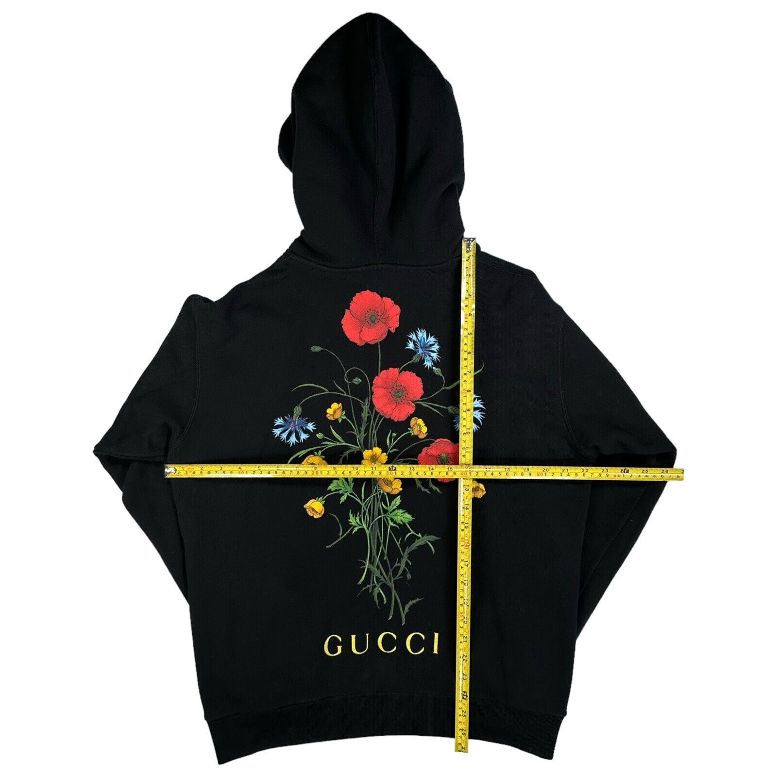 Gucci Size S Oversized Black Sweatshirt Chateau Marmont Hoodie Flower Logo