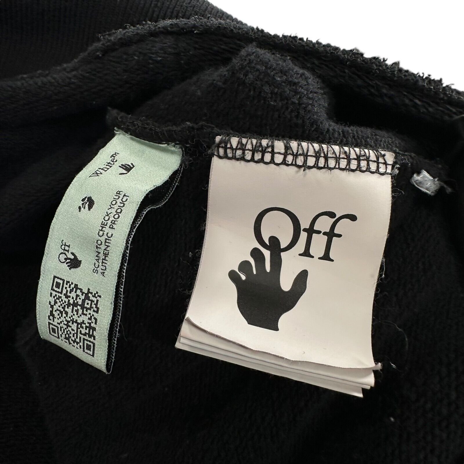 Off-White Size L Sweatshirt Black Hands/Mask Logo Graphic Print Heavyweight