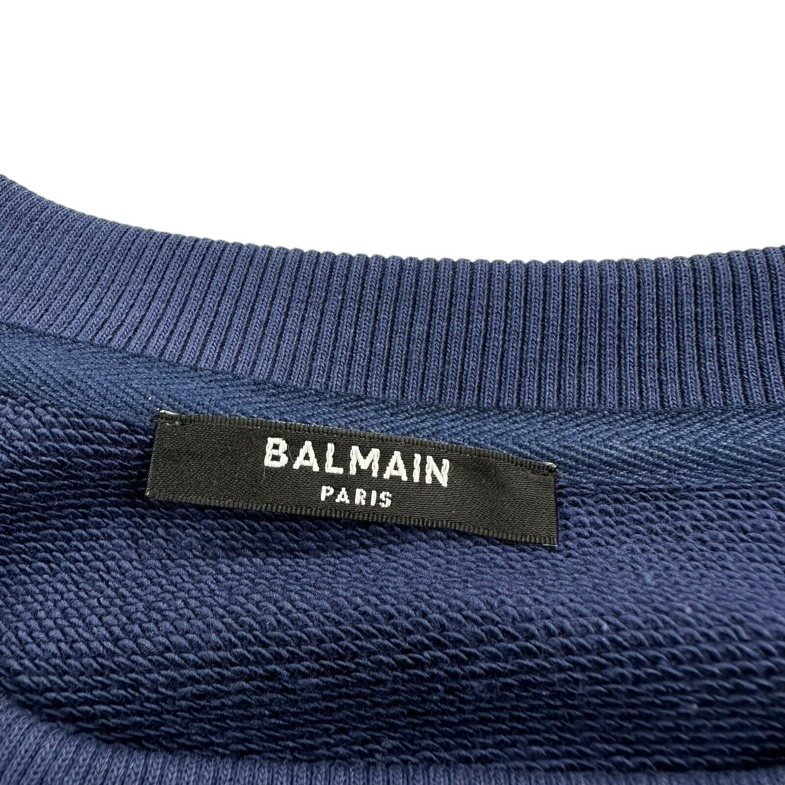 Balmain Size S Blue Sweatshirt Coin Logo Emblem Crewneck Light Navy