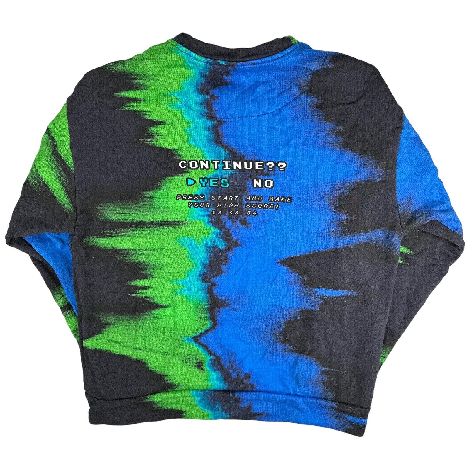 Dolce & Gabbana Size M Sweatshirt Blue Green Gaming Logo Glitch Graphic Crewneck