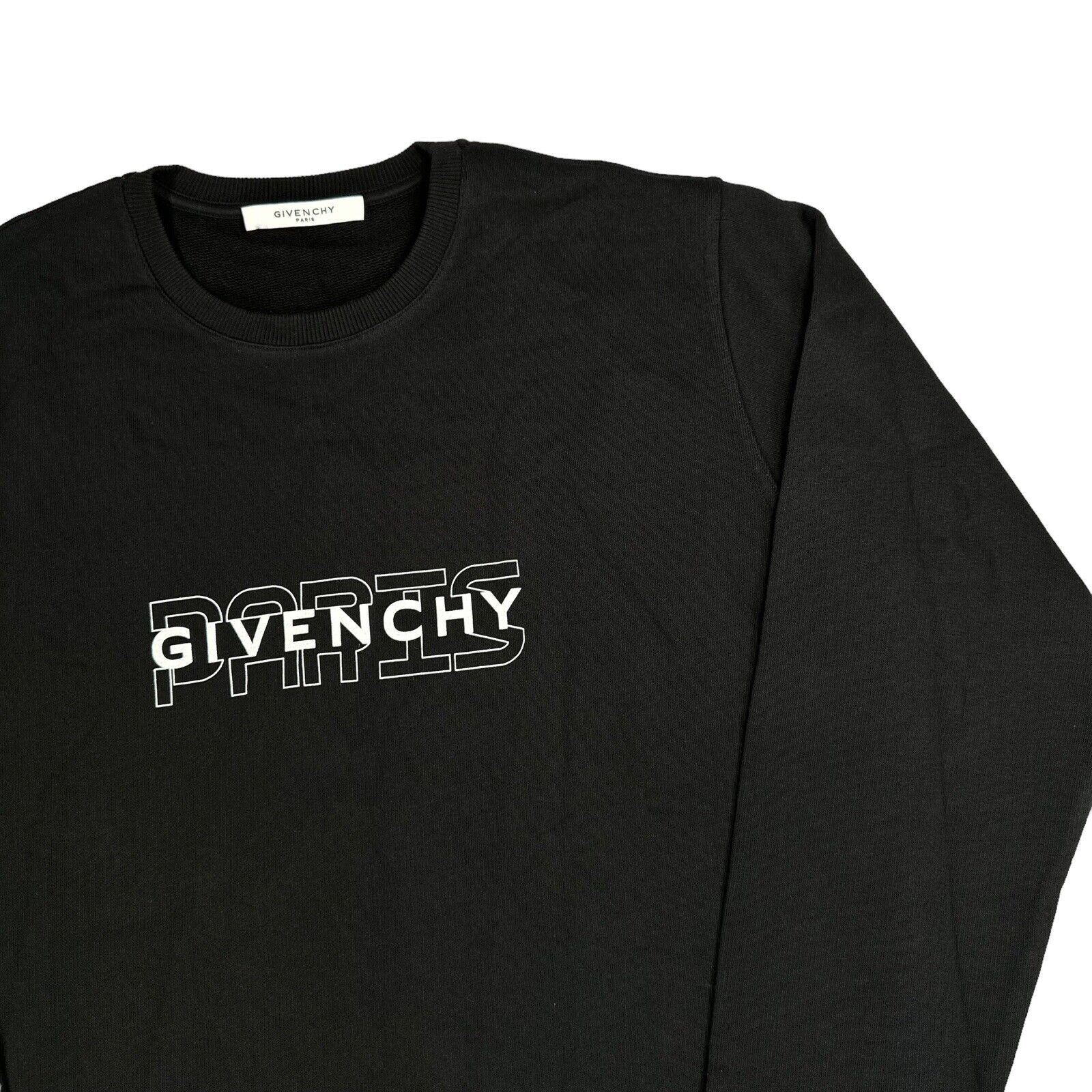 Givenchy Size S Oversized Sweatshirt Black Graphic Print Paris Logo Crewneck