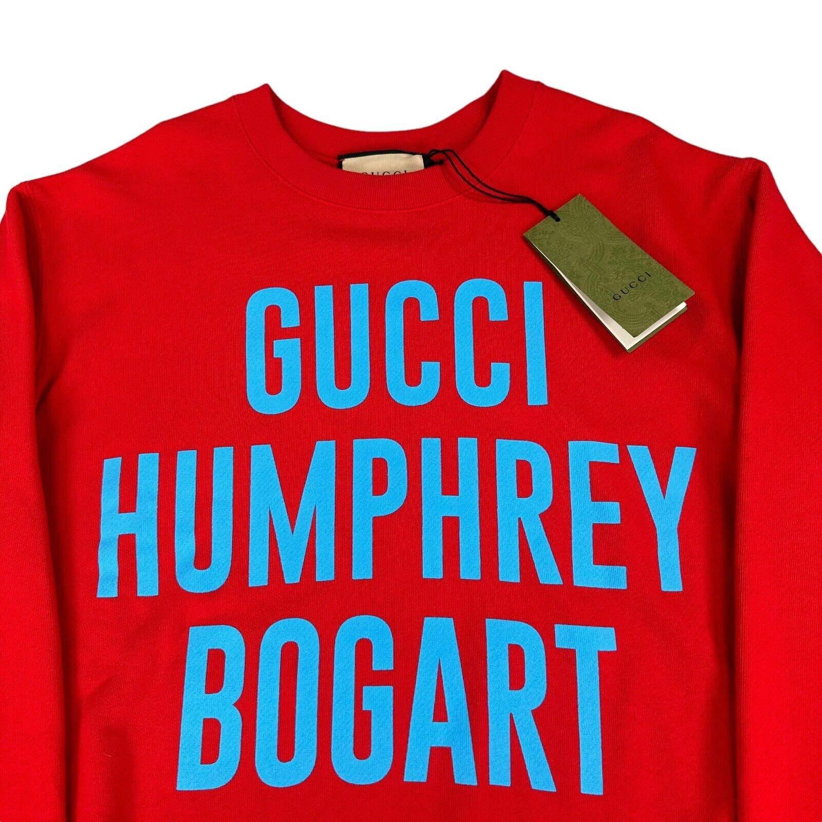 Gucci Size S Sweatshirt Red Humphrey Bogart Crewneck Pullover Blue Logo BNWT