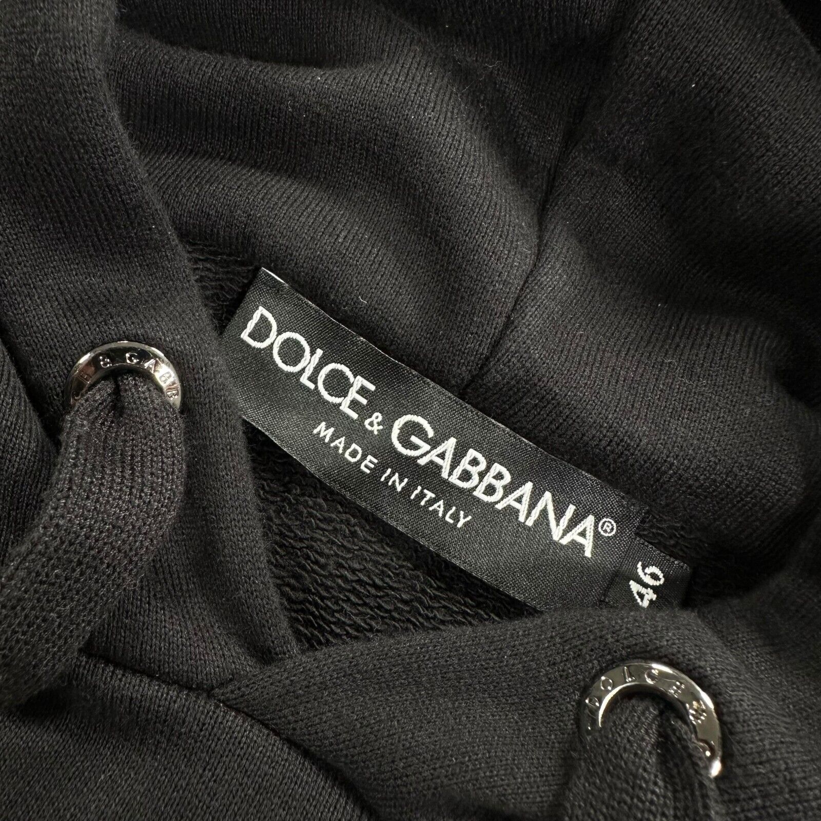 Dolce & Gabbana Size S Black Sweatshirt DG Embroidered Small Crown Chest Heart