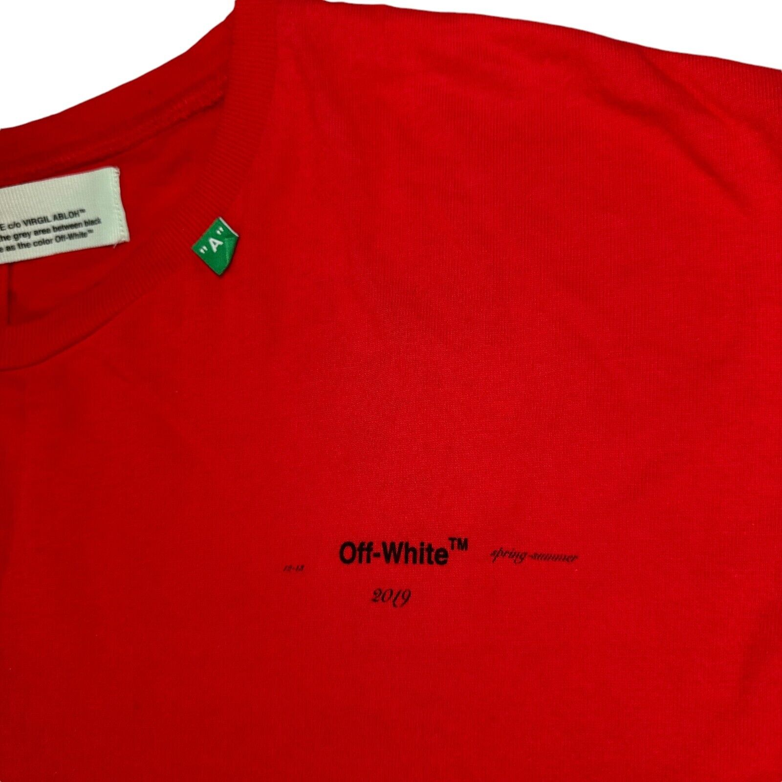 Off-White Size S Oversized T-Shirt Red Impressionism Logo Giant Arrows Logo Tee