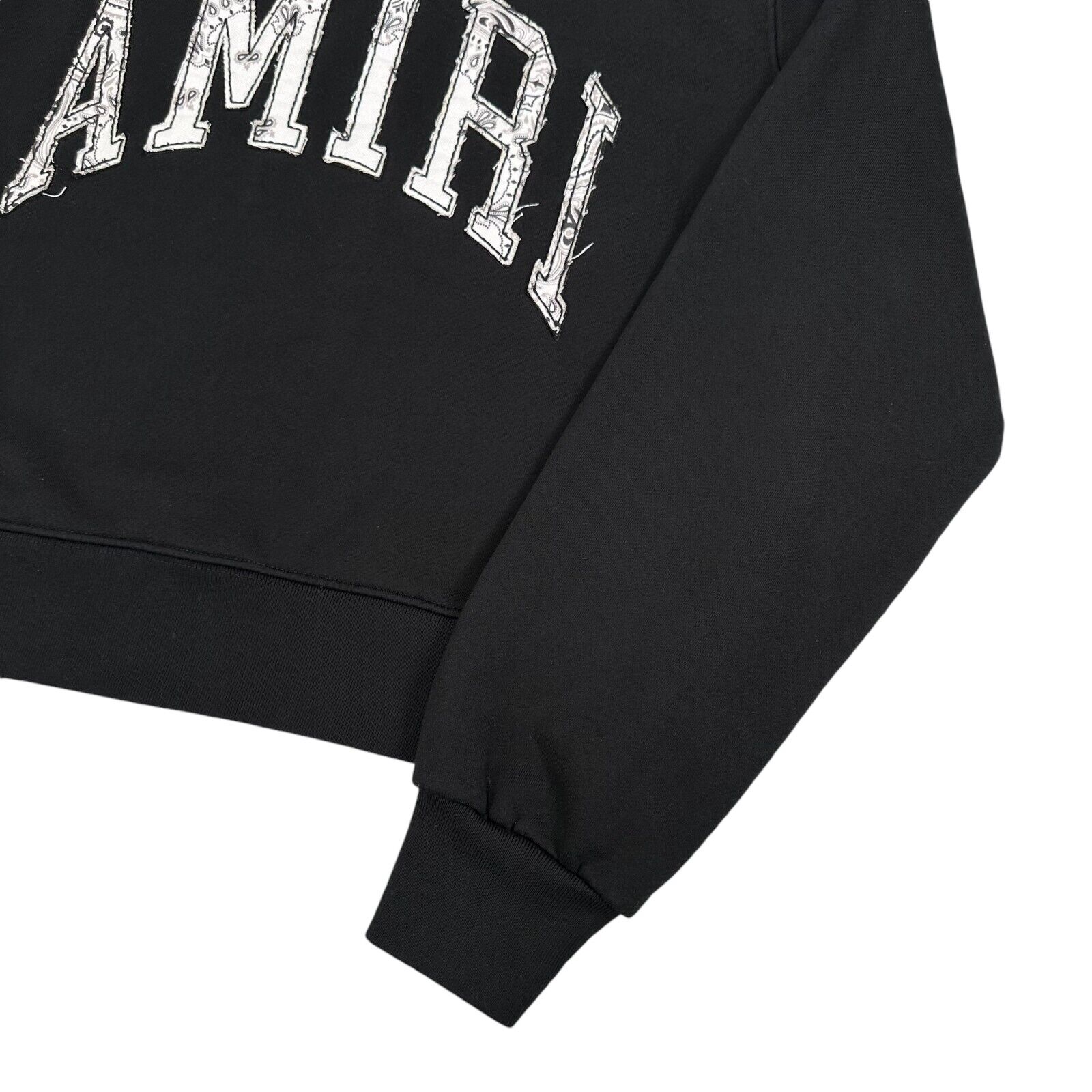 Amiri Size S Sweatshirt Black Bandana Embroidered Pattern Logo Crewneck Pullover