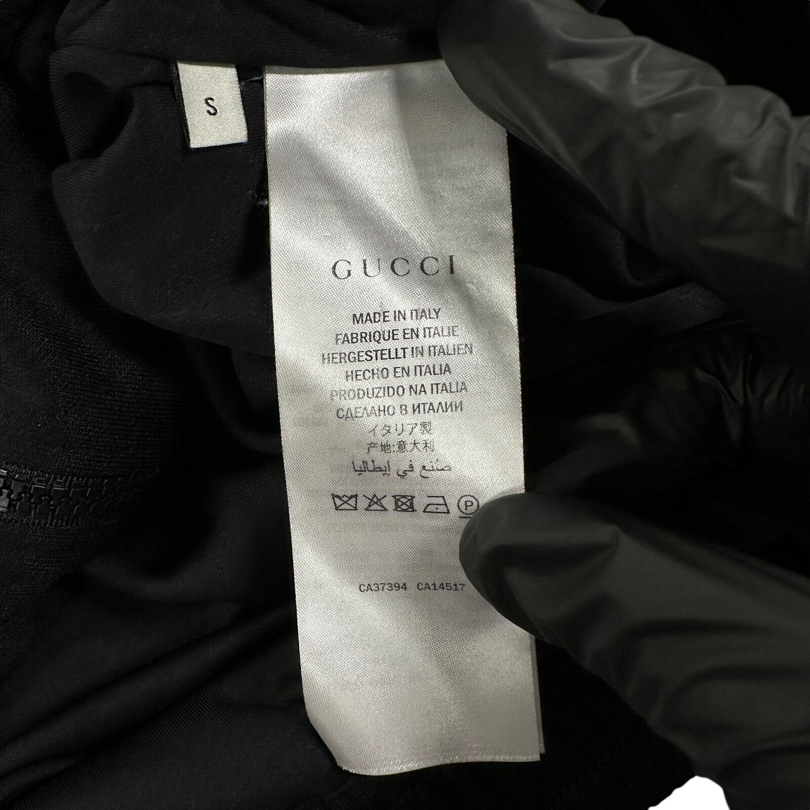 Gucci Size S Black Oversized Track Jacket Zip Up Fully Taped GG All Over Logo