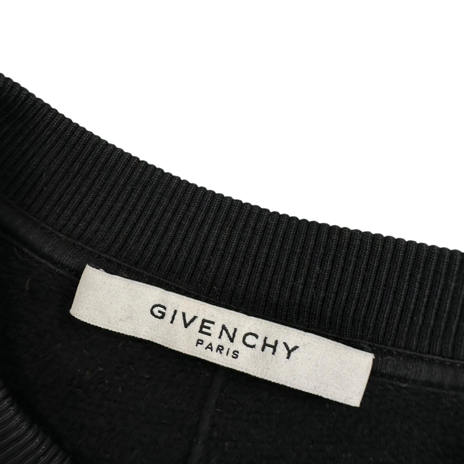 Givenchy Size L Black Sweatshirt Label Chest Logo Graphic Print Heavy Bandage