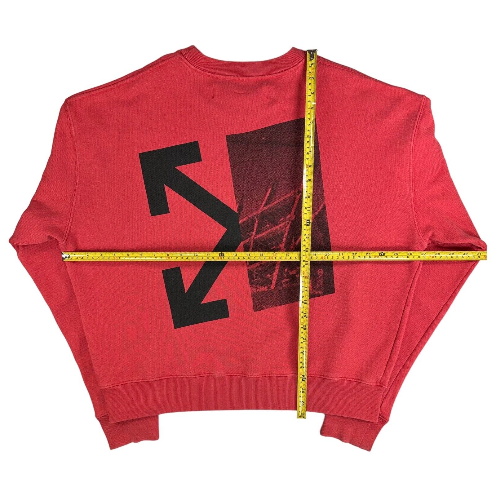 Off-White Size L Sweatshirt Red Arrows Logo Graphic Print Oversized Crewneck